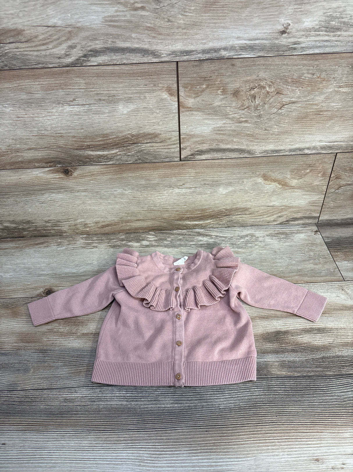 H&M Button Up Ruffle Sweatshirt Pink sz 9m