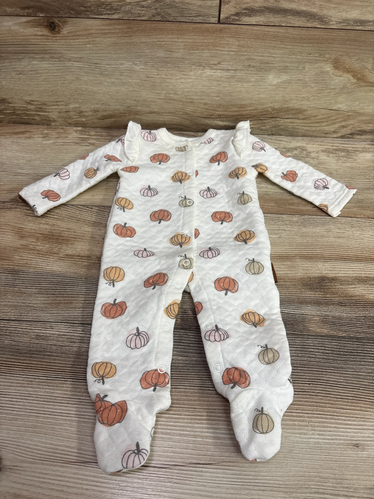 Lila & Jack white quilted pumpkin print baby footie pajamas size 3-6m