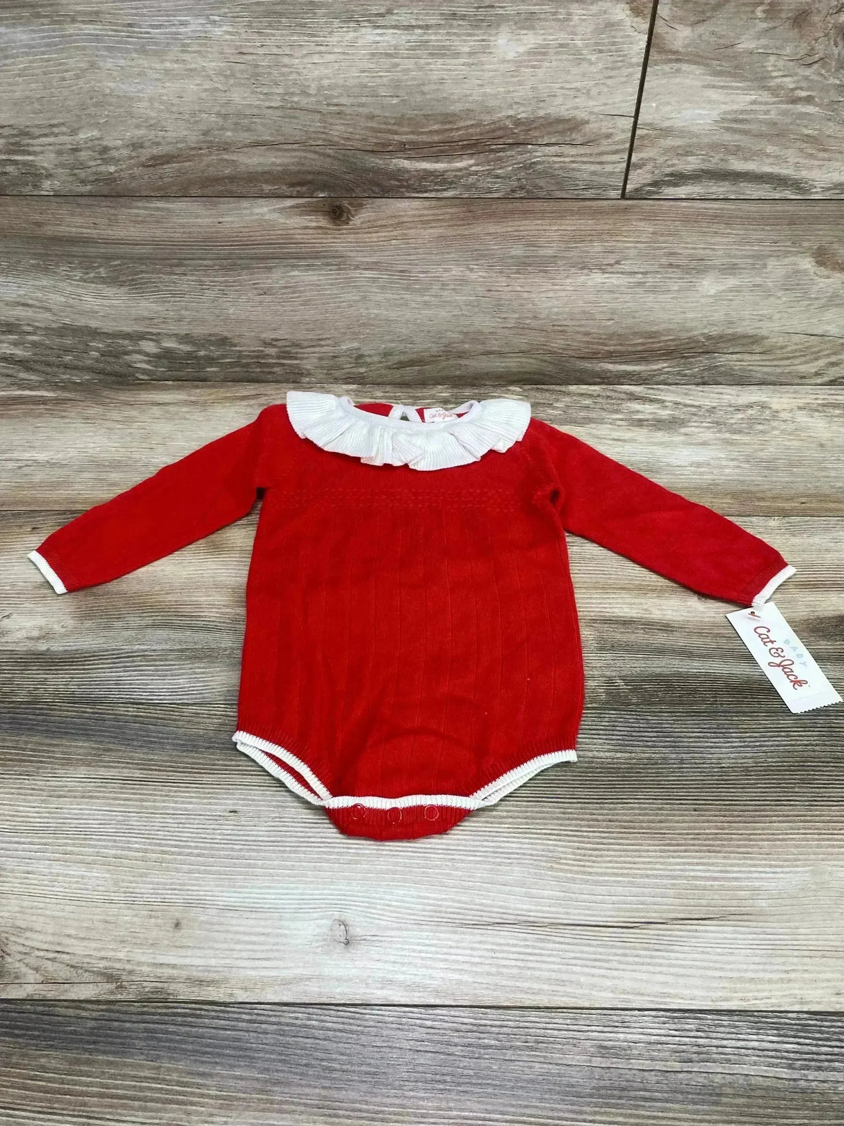 NEW Cat & Jack Ruffle Collar Romper Red sz 12m - Me n Mommy To Be