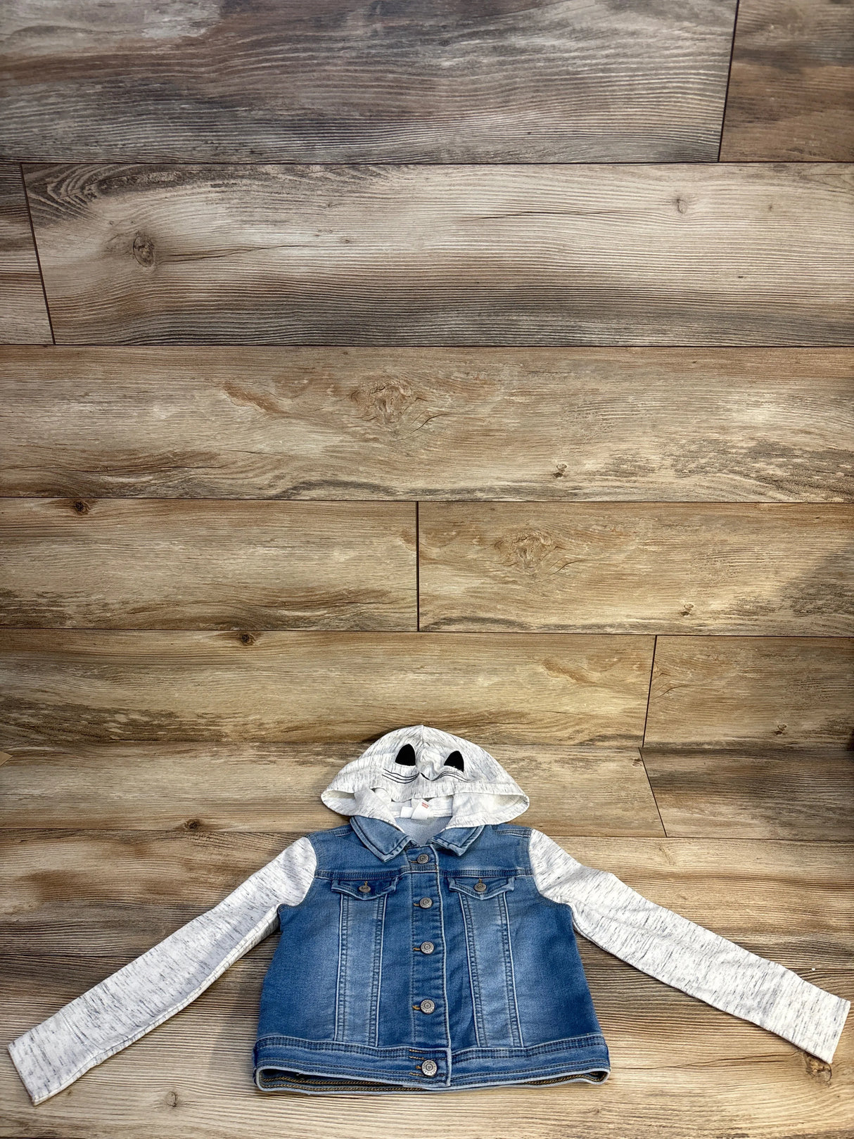 Cat & Jack Hooded Medium Wash Denim Jacket Grey sz 5T