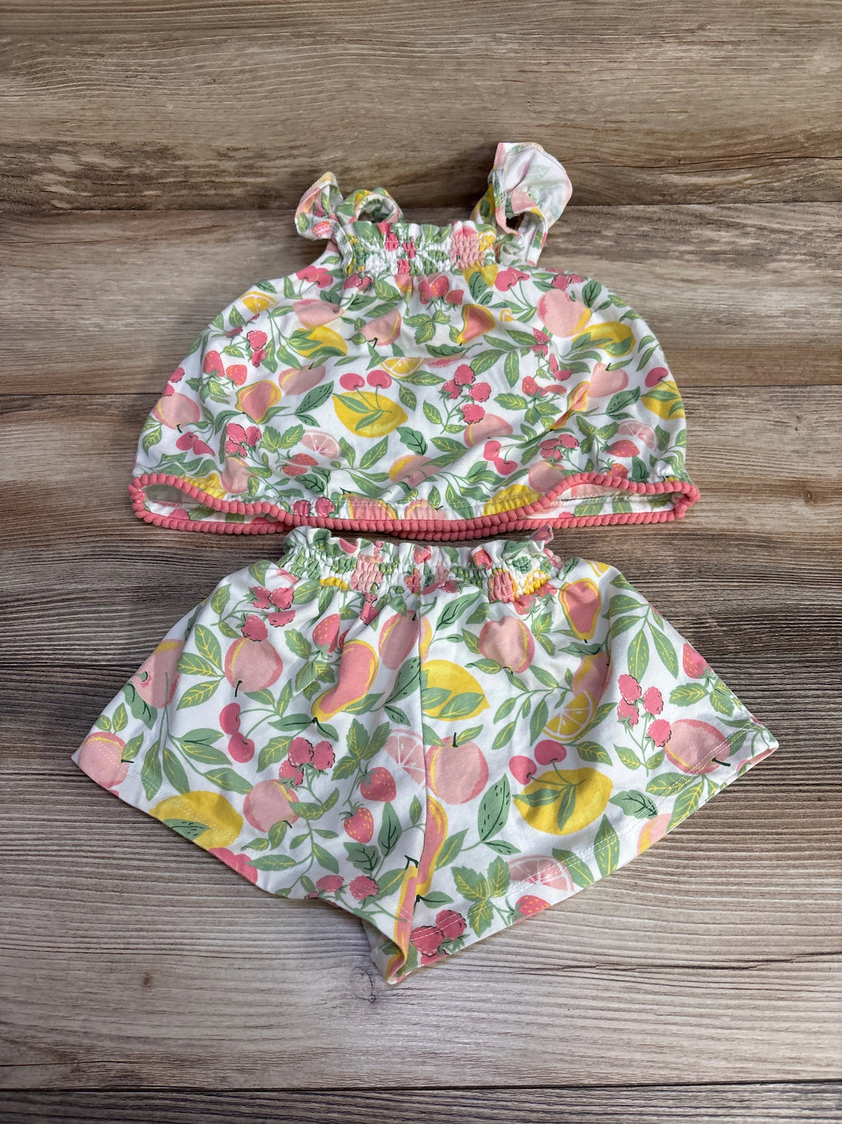C&C California 2pc Fruit Print Top & Shorts White sz 18m - Me n Mommy To Be