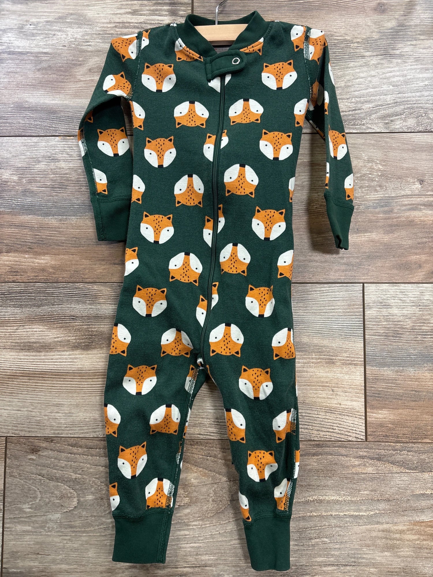 Hanna Andersson Foxy On Malachite 2-Way Zip Sleeper Green sz 18-24m