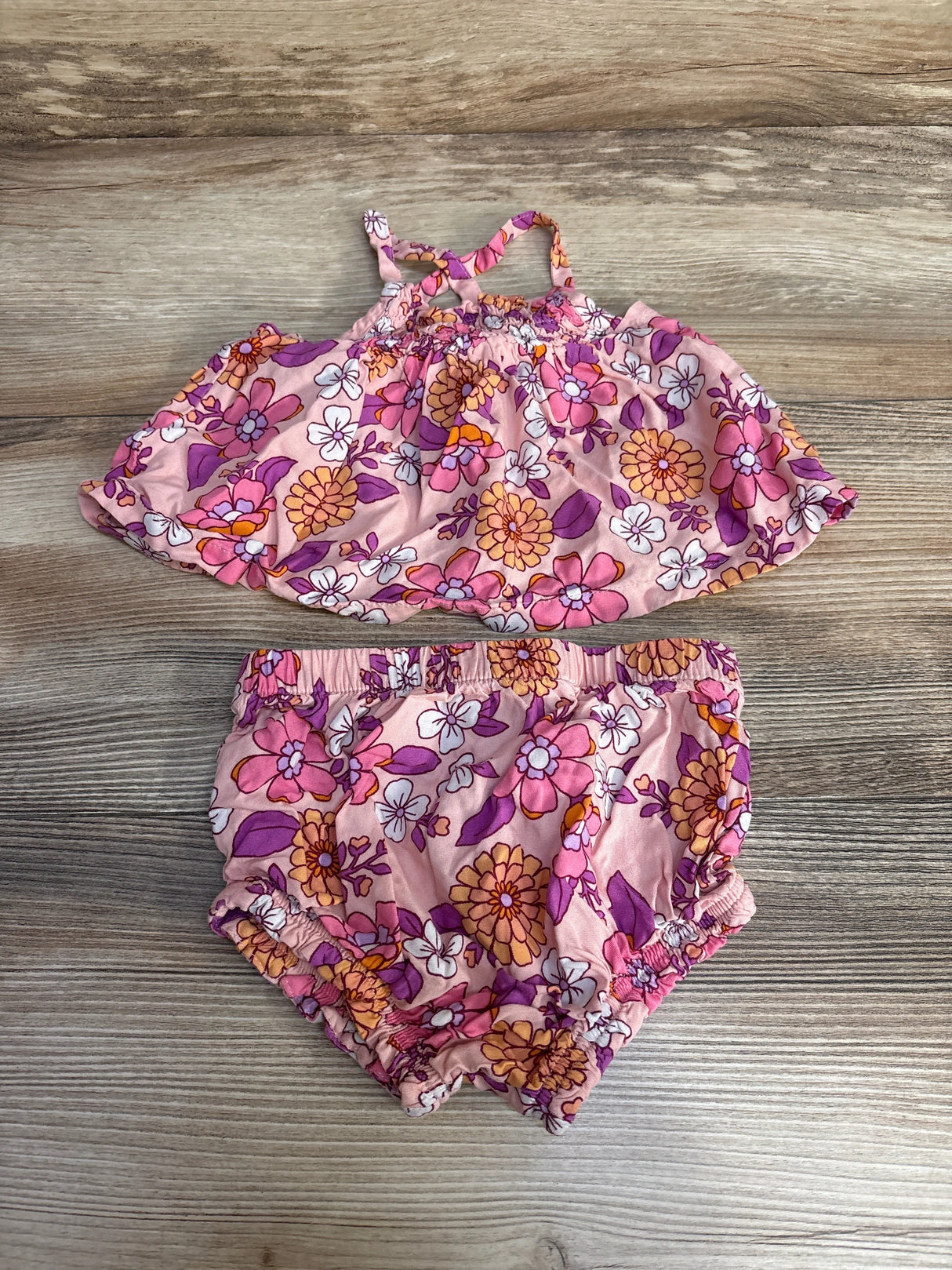 Cat & Jack 2pc Floral Top & Bloomers Pink sz 6-9m - Me n Mommy To Be
