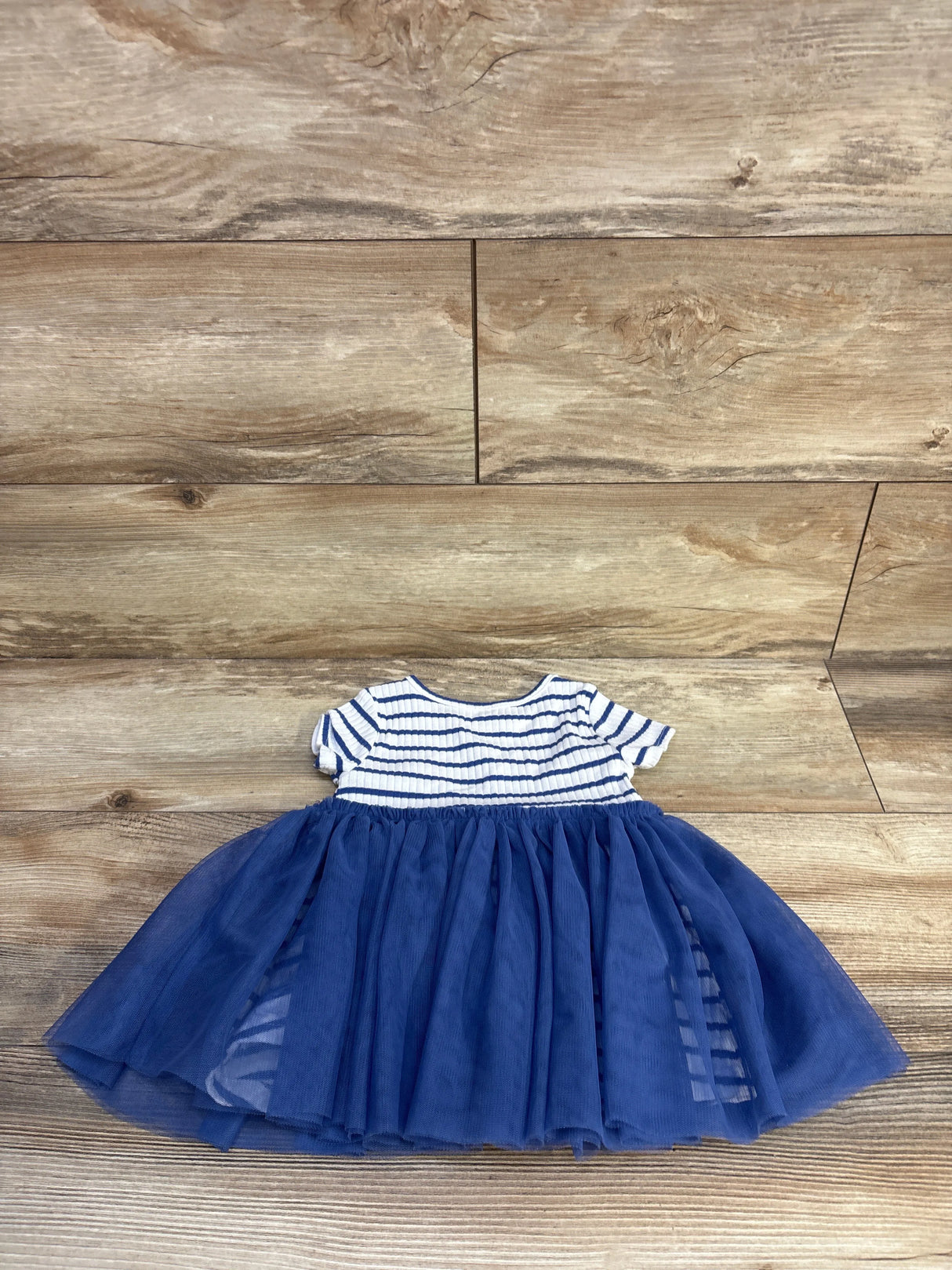Wonder Nation Striped Ribbed Tulle Dress White sz 12m