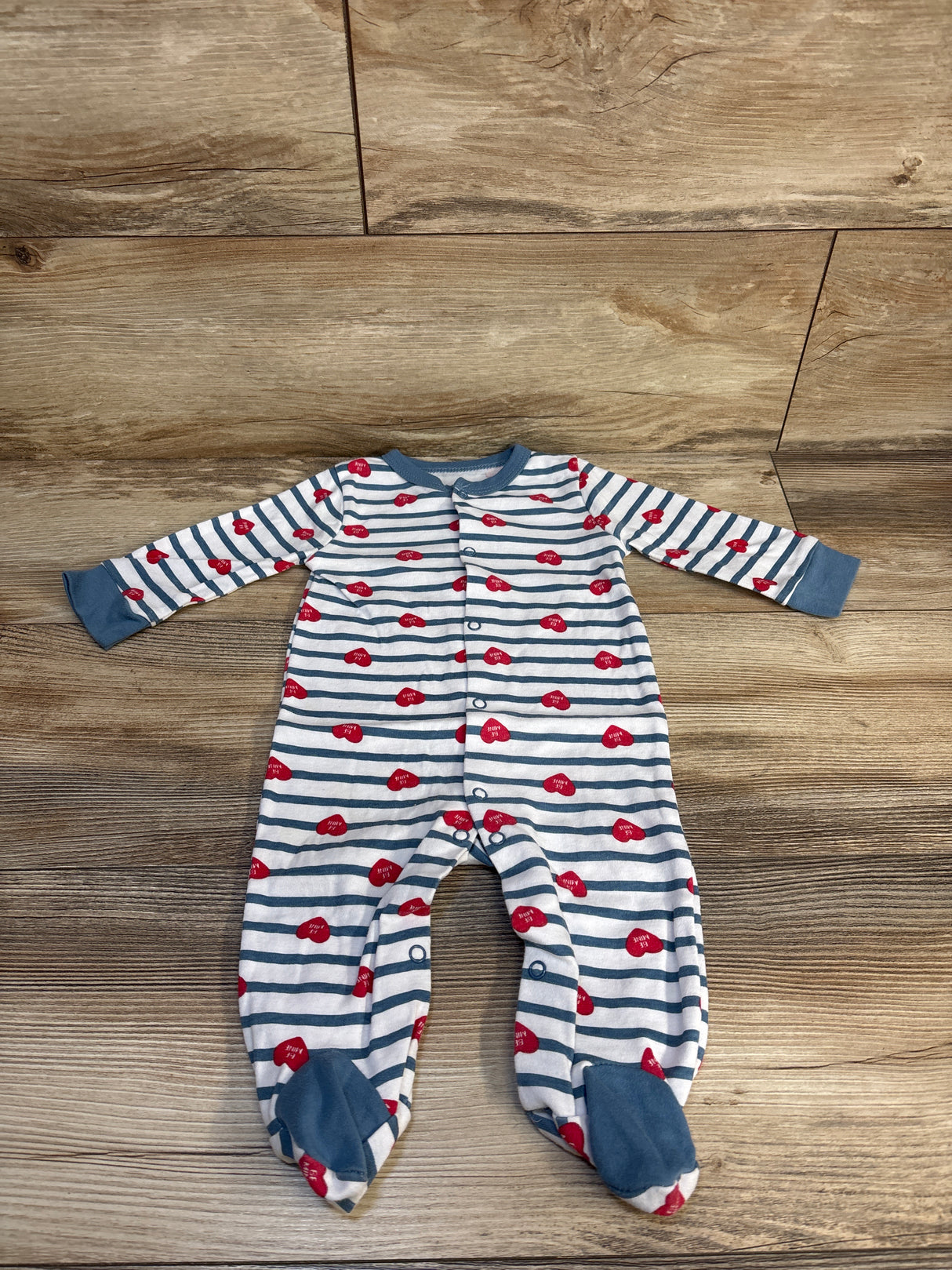 Lila & Jack Striped Be Mine Hearts Sleeper White sz 6-9m