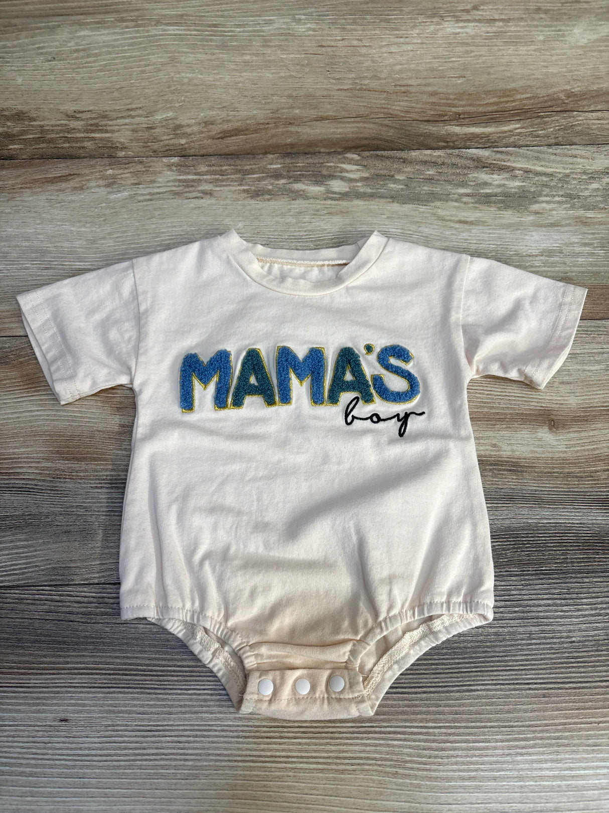Fiomva Textured Mama's Boy Bubble Romper in Beige sz 3m