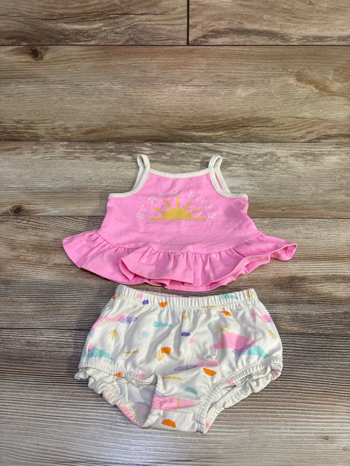 Cat & Jack 2pc Beach Baby Top & Bloomers Pink sz 3-6m