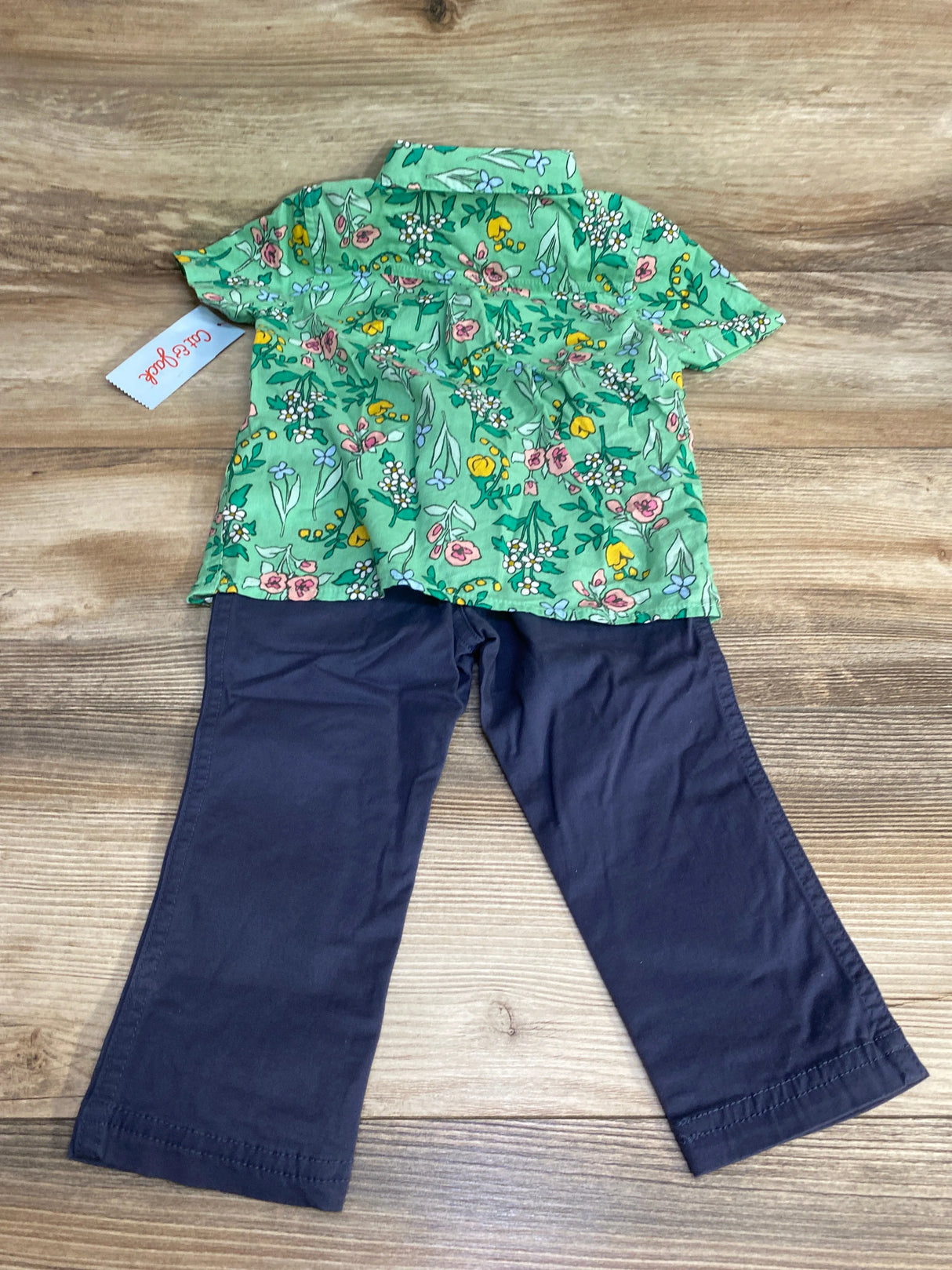NEW Cat & Jack 3pc Floral Button-Up Set Green sz 18m - Me n Mommy To Be