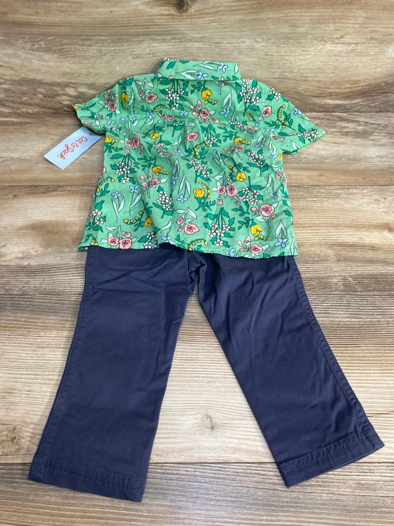 NEW Cat & Jack 3pc Floral Button-Up Set Green sz 18m - Me n Mommy To Be