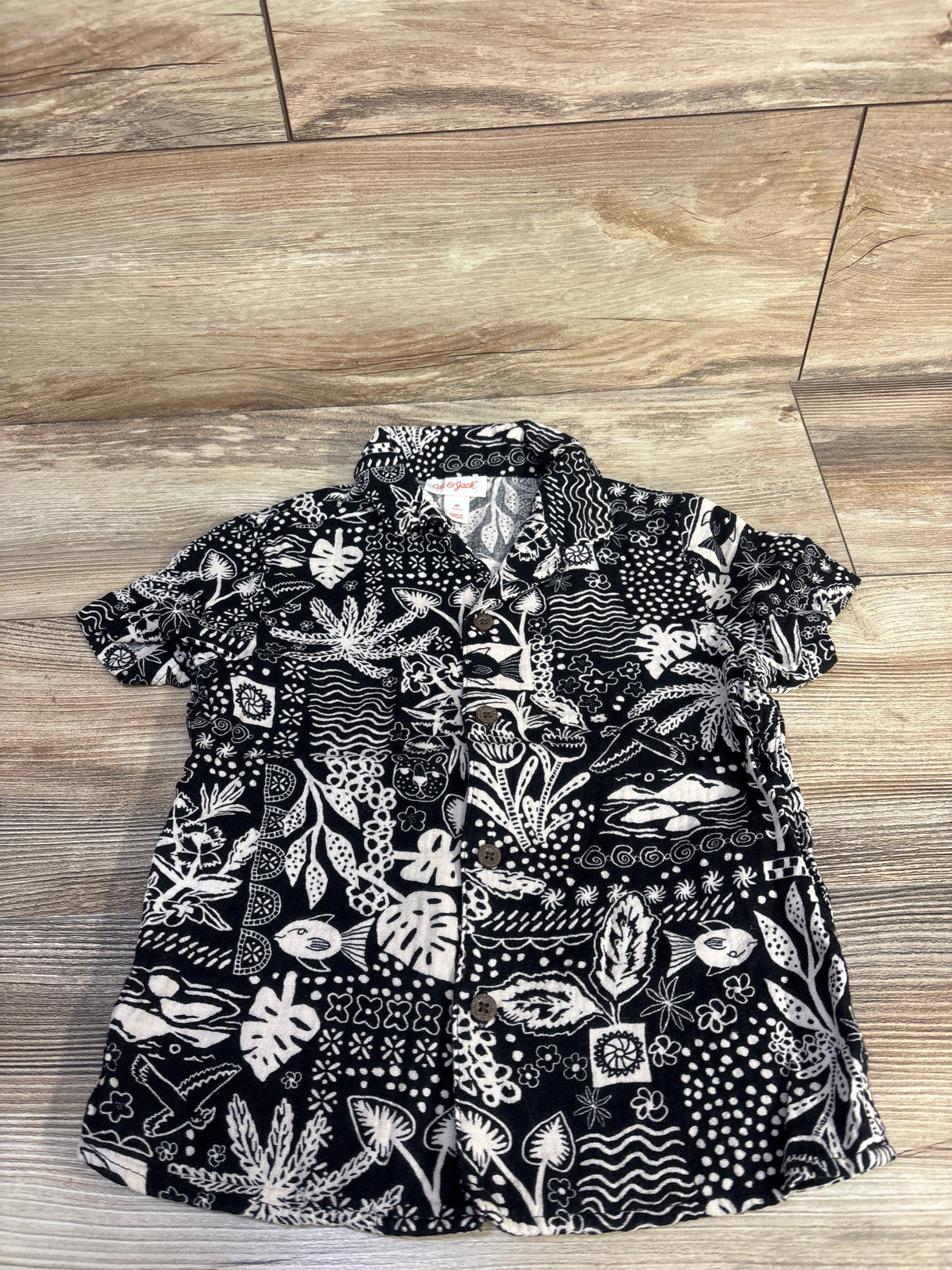 Cat & Jack Gauze Button Up Shirt Black sz 4T