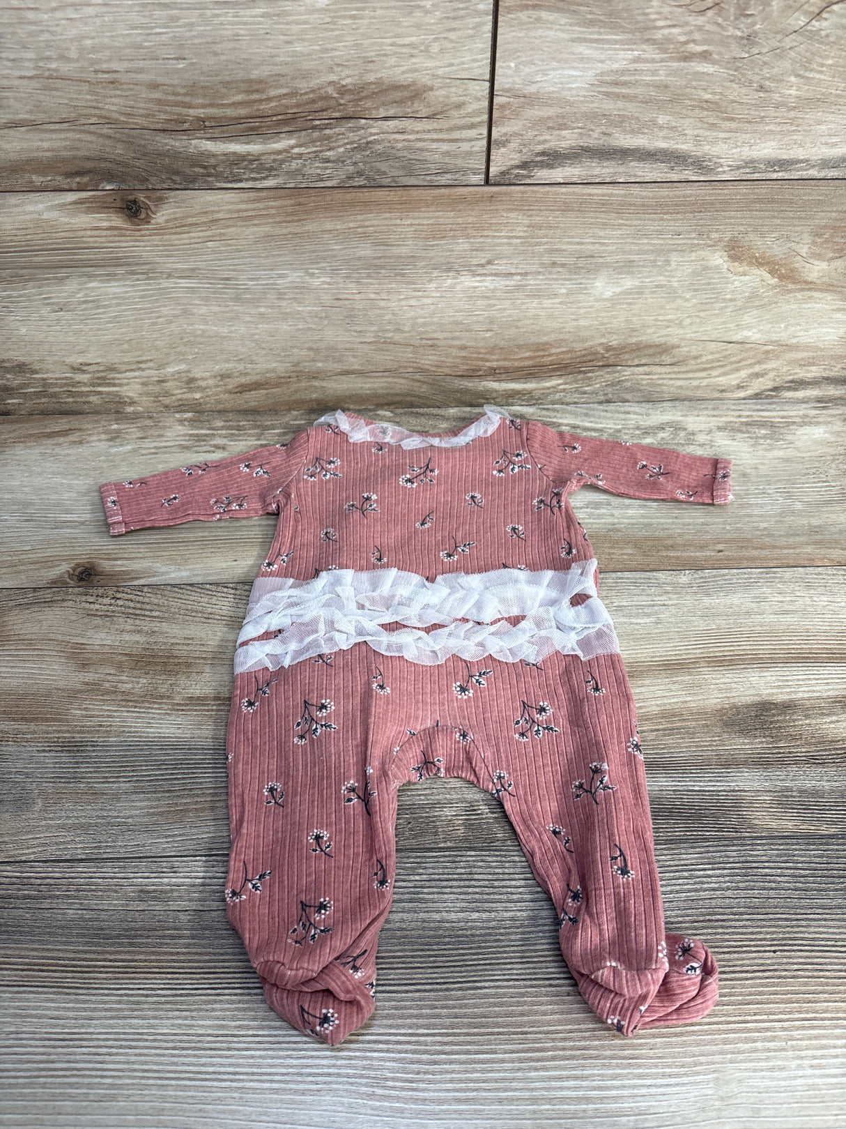 Nicole Miller Floral Ribbed Tulle Coverall Pink sz 0-3m