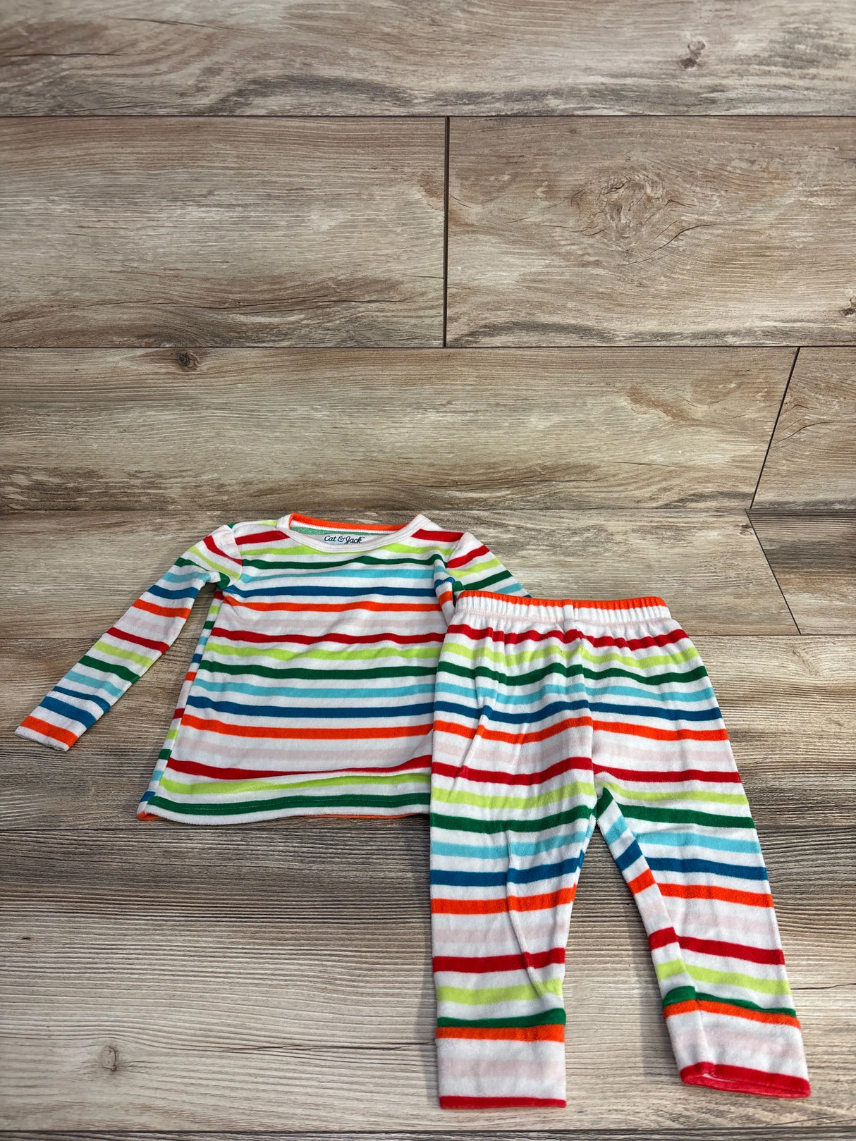 Cat & Jack 2pc Striped Velour Pajama Set White sz 18m