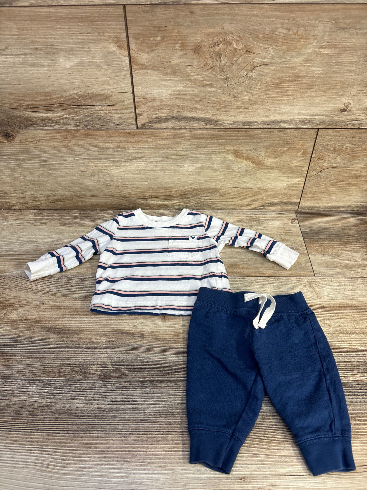 Just One You 2pc Striped Shirt & Pants Set White sz 3m