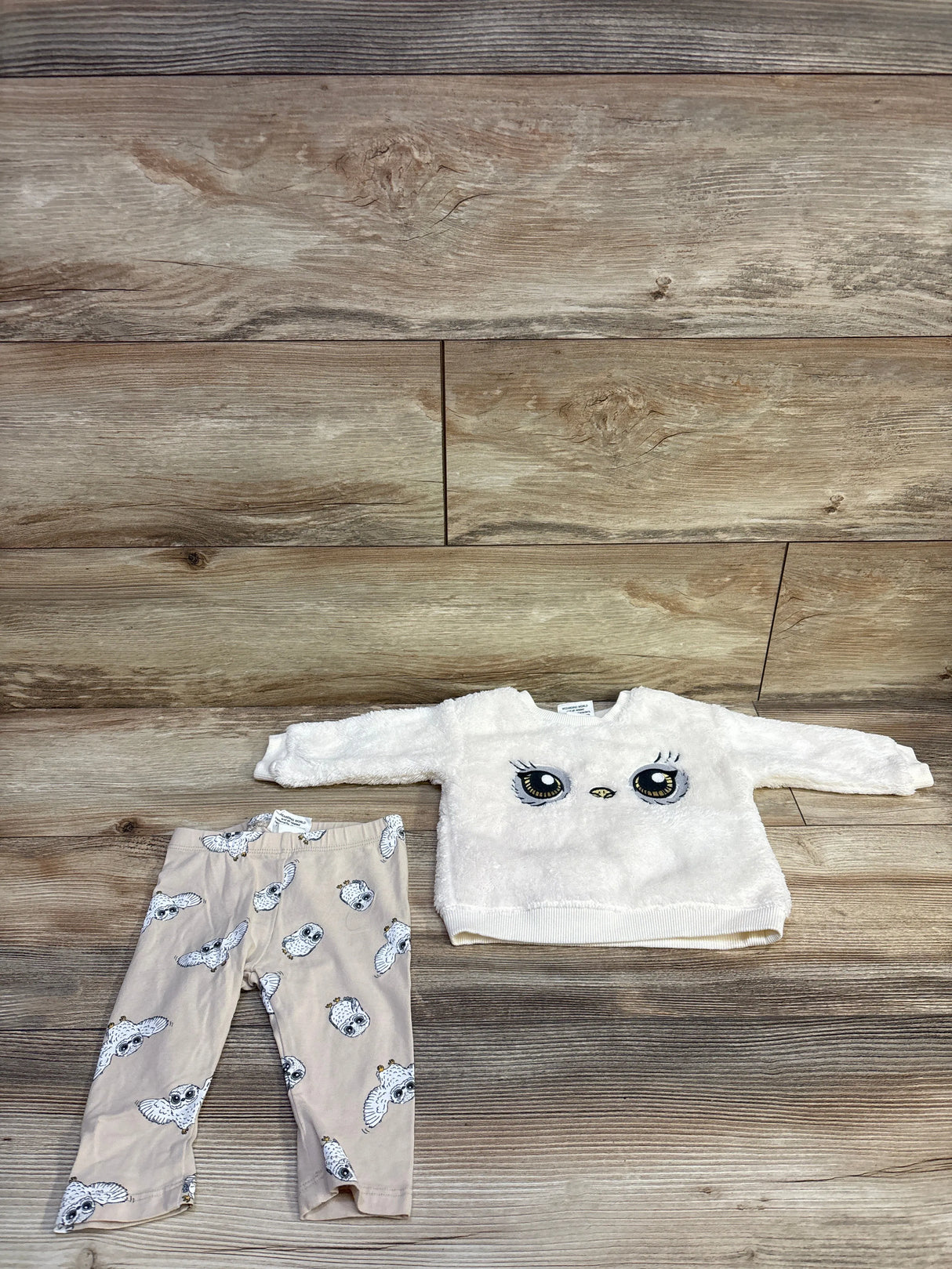 H&M x Harry Potter 2pc Hedwig Plush Sweatshirt & Leggings Set Ivory sz 6m