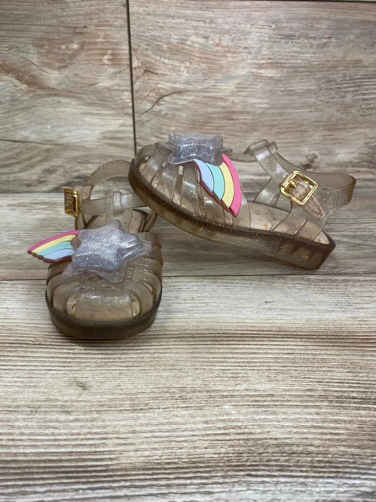 Mini Melissa Glitter Fisherman Jelly Sandals sz 8c - Me n Mommy To Be