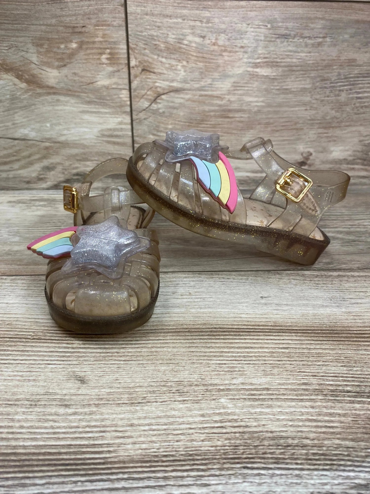 Mini Melissa Glitter Fisherman Jelly Sandals sz 8c - Me n Mommy To Be