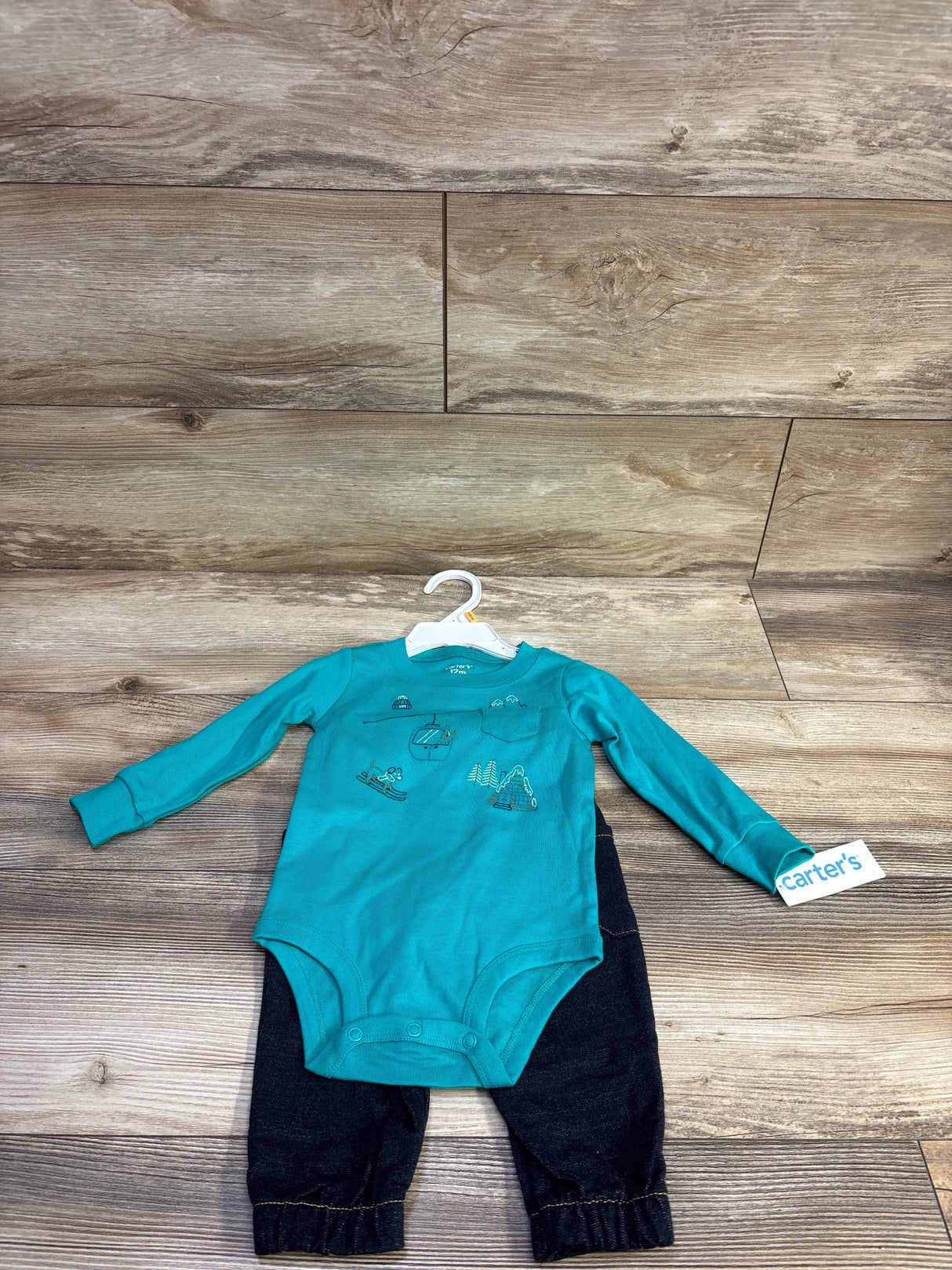 NEW Carter's 2pc Bodysuit & Joggers Set Teal sz 12m