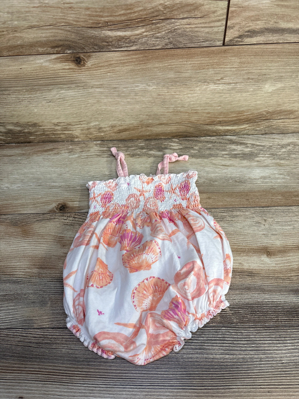 Burt's Bees Baby Smocked Bubble Romper White sz 3-6m