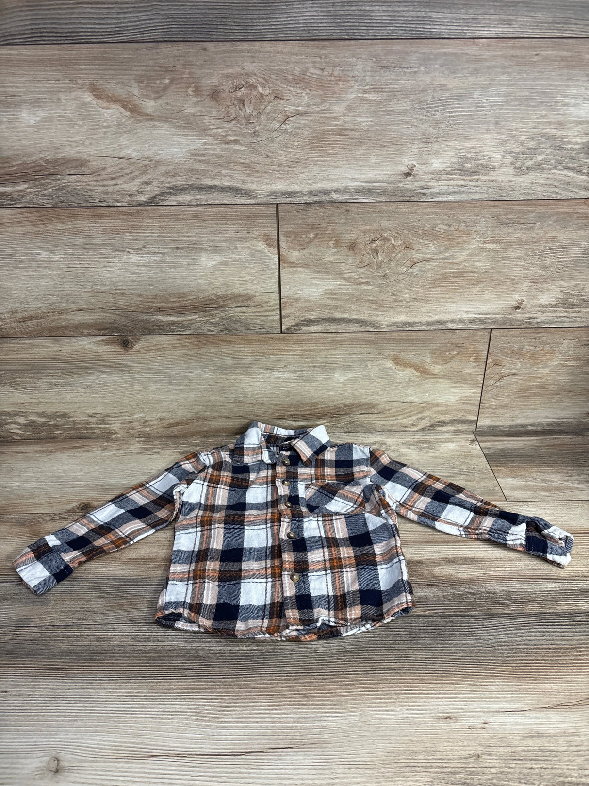 Copper Denim Plaid Button Up Shirt Brown sz 3T