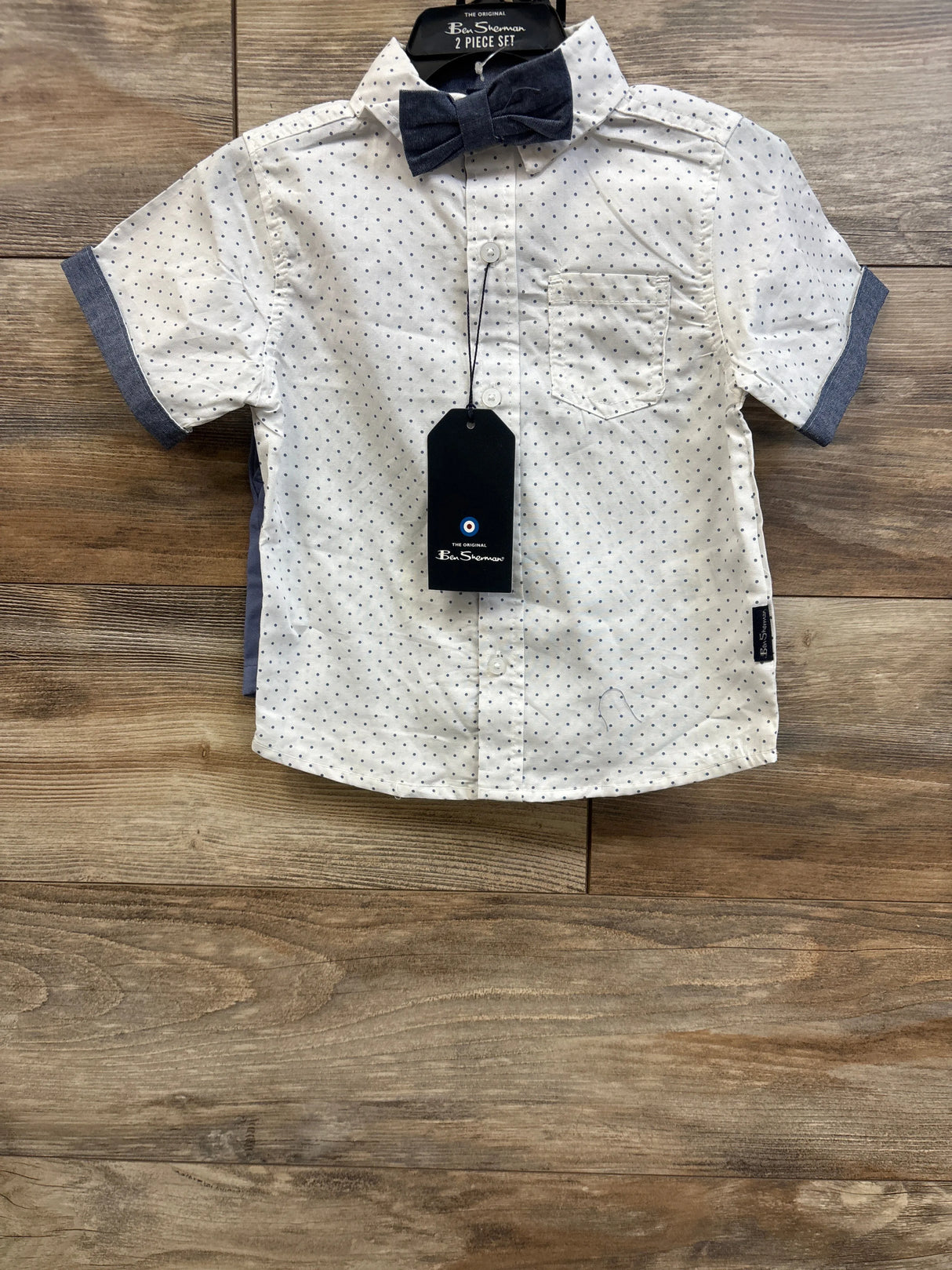 NEW Ben Sherman 2pc Button Up Shirt & Shorts Set White sz 18m