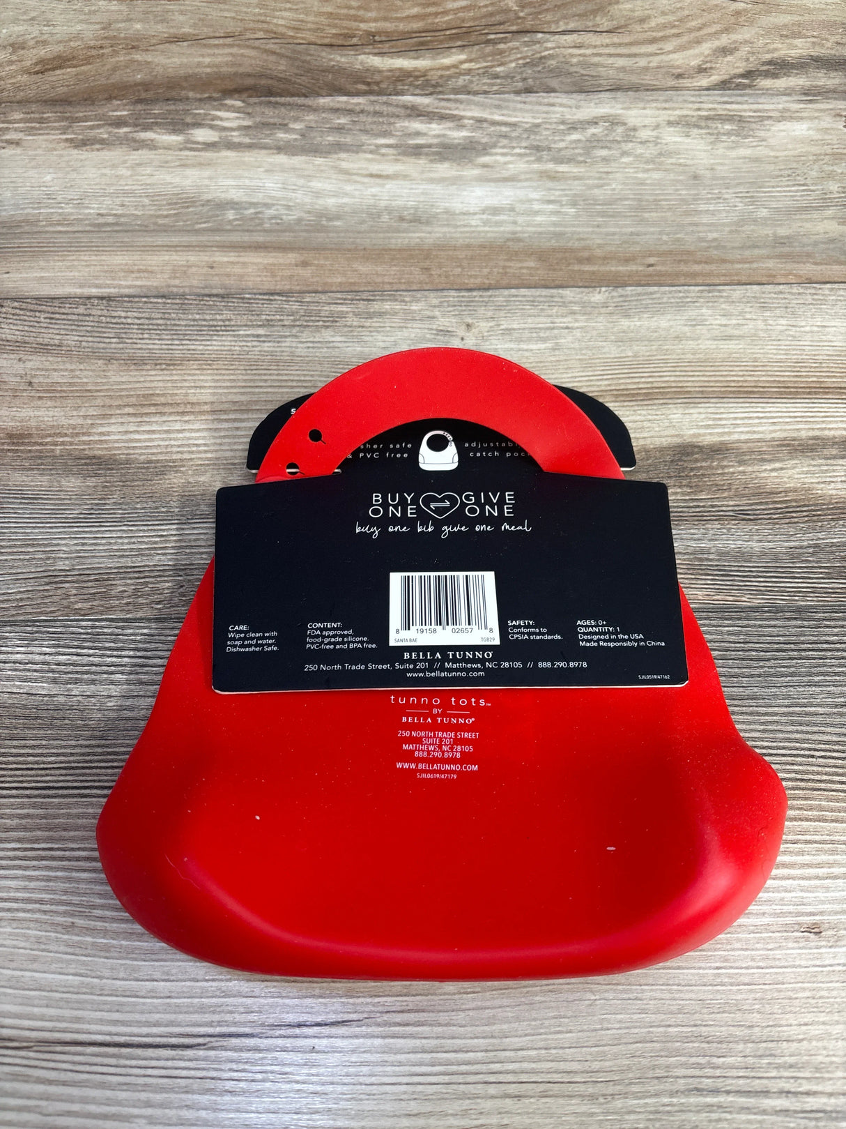 NEW Tunno Tots 'Santa Bae Bae' Red Silicone Bib