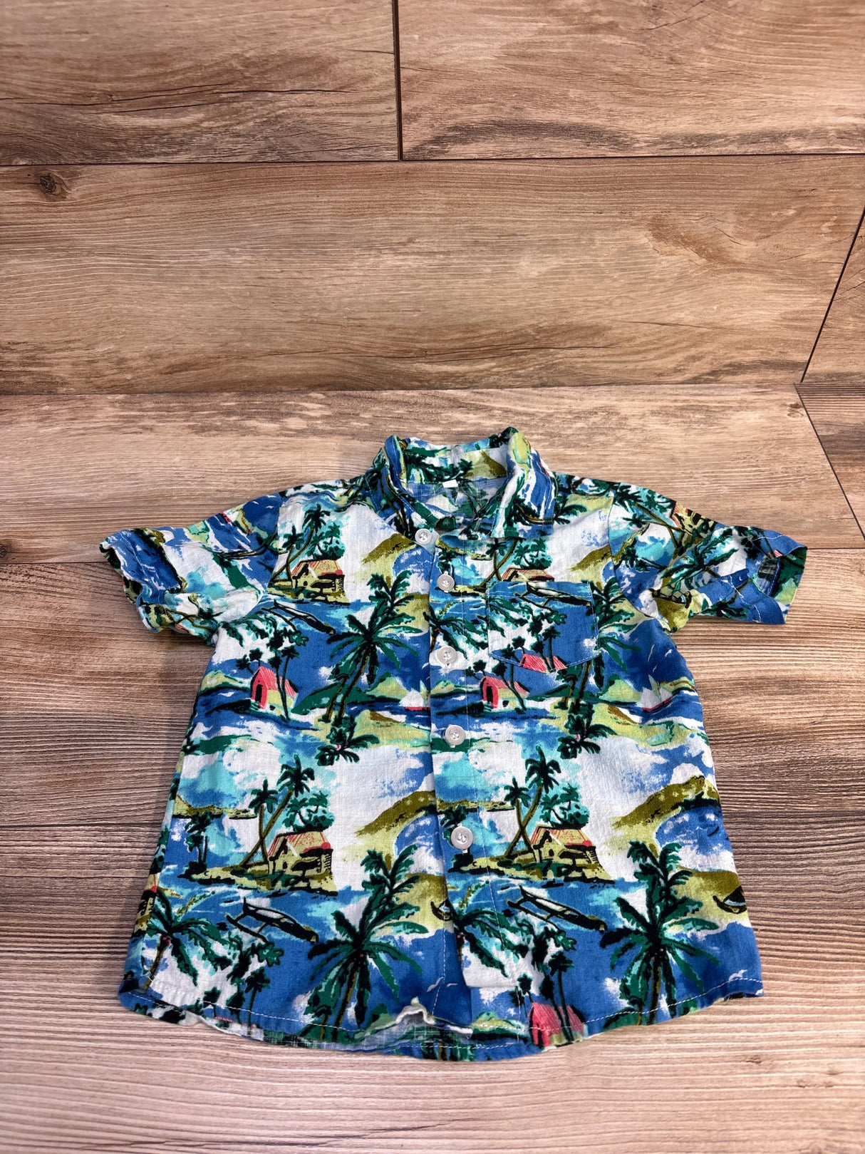 Tropical Button-Up Shirt Blue sz 4-5T