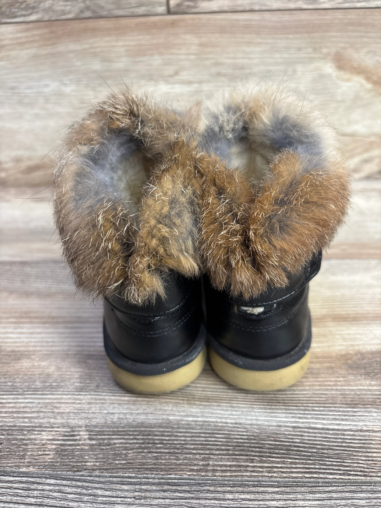 Comfy Kids Toddler Winter Boots With Faux Fur Trim Black Sz 8c