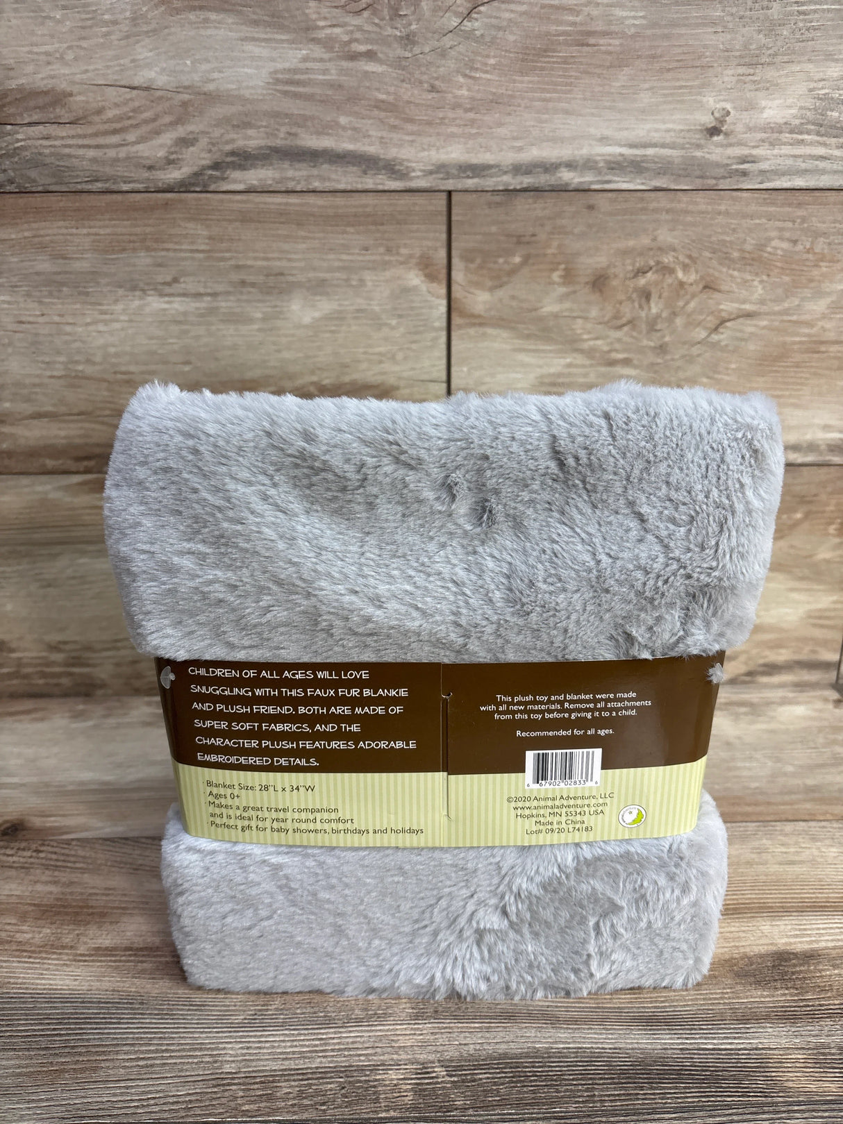 NEW Animal Adventure Cuddle Bundles 2pc Blanket & Soft Toy Set - Elephant