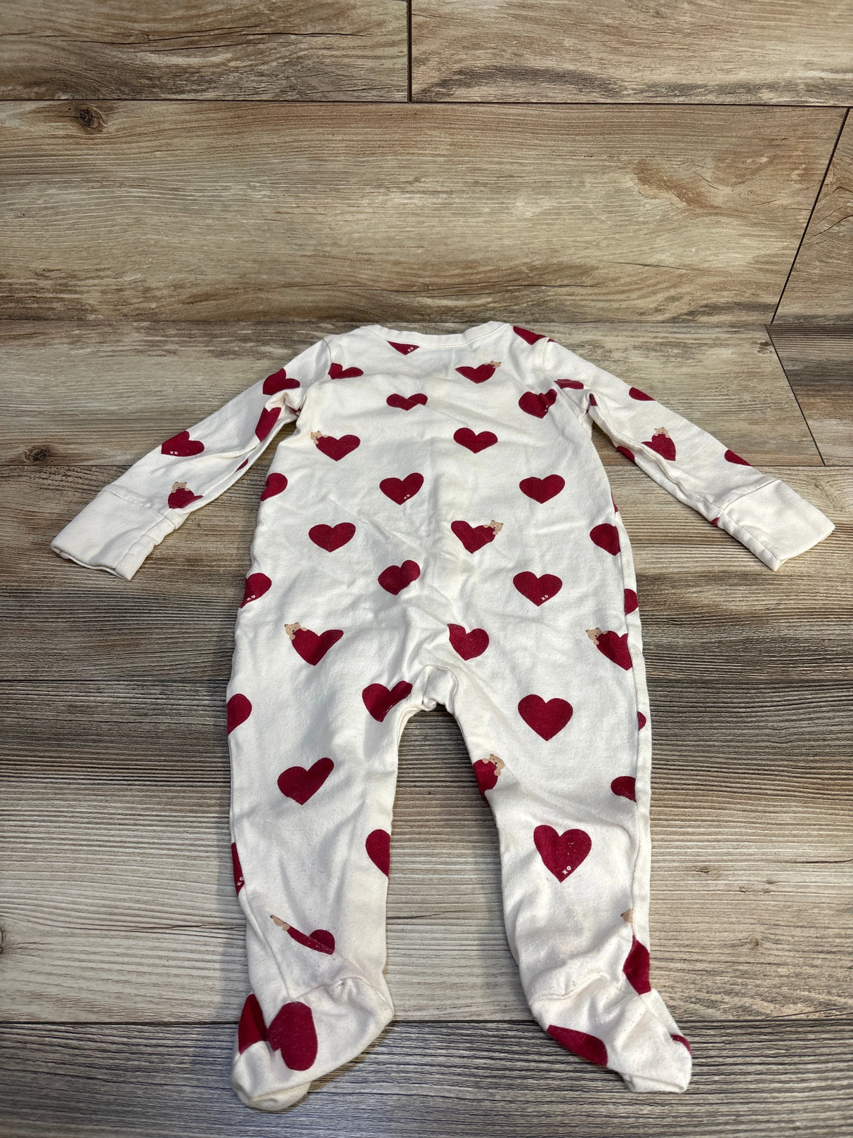 Baby Gap Heart Print Sleeper Beige sz 6-9m