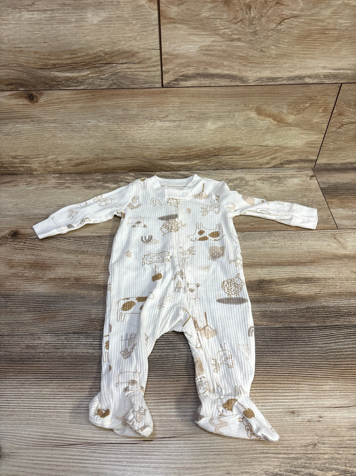 Carter's Ribbed Farm Sleeper Ivory sz 3m