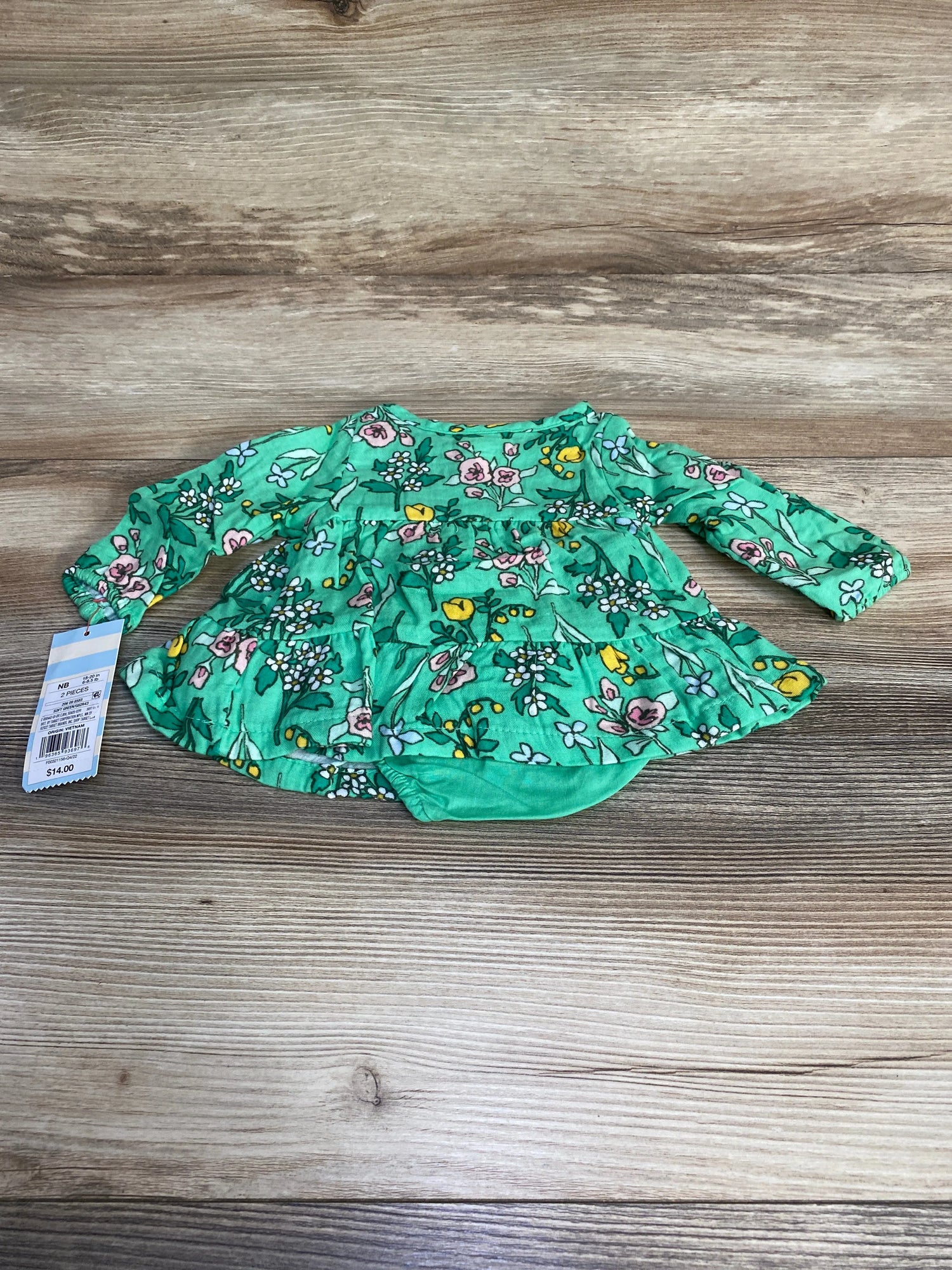 NEW Cat & Jack Floral Henley Dress & Bloomers Green sz Newborn - Me n Mommy To Be