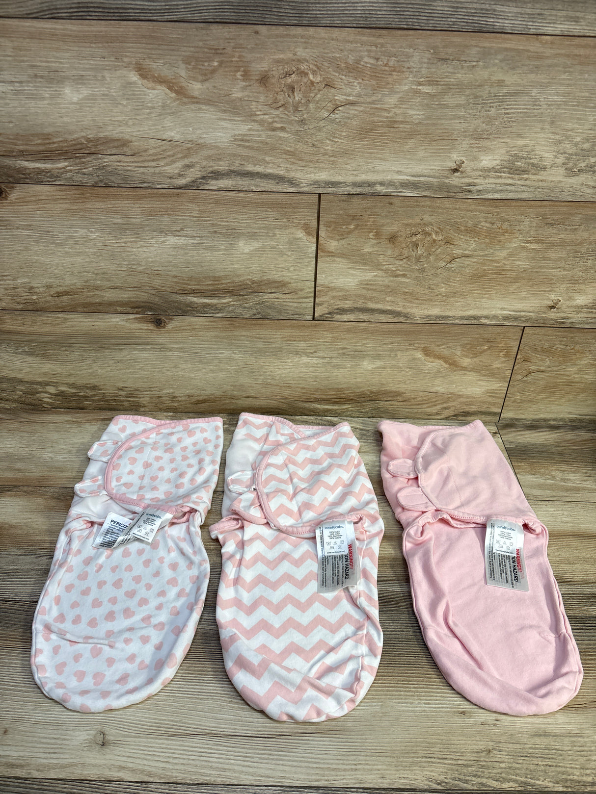 Comfy Cubs 3pk Swaddle Wraps Pink sz 0-3m