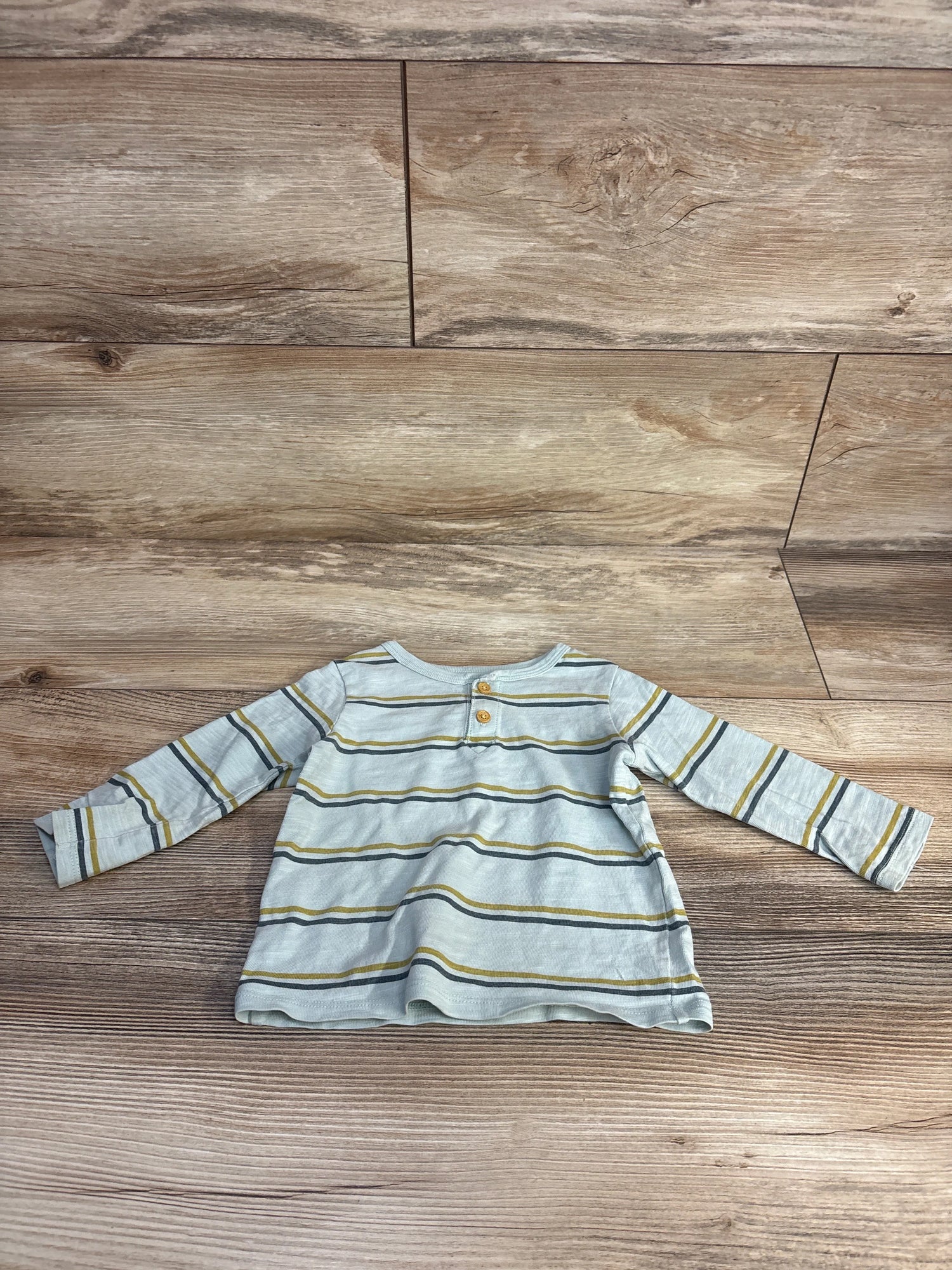 Little Co Striped Henley Long Sleeve Shirt Mint sz 6m