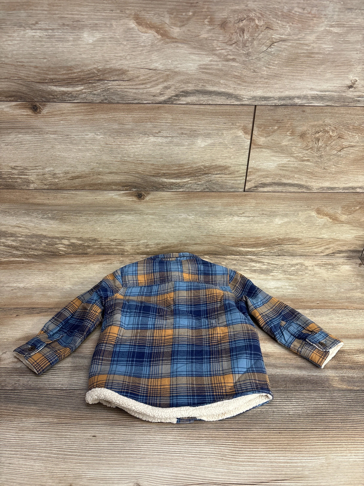 Cat & Jack Plaid Button Down Sherpa Lined Jacket Blue sz 18m