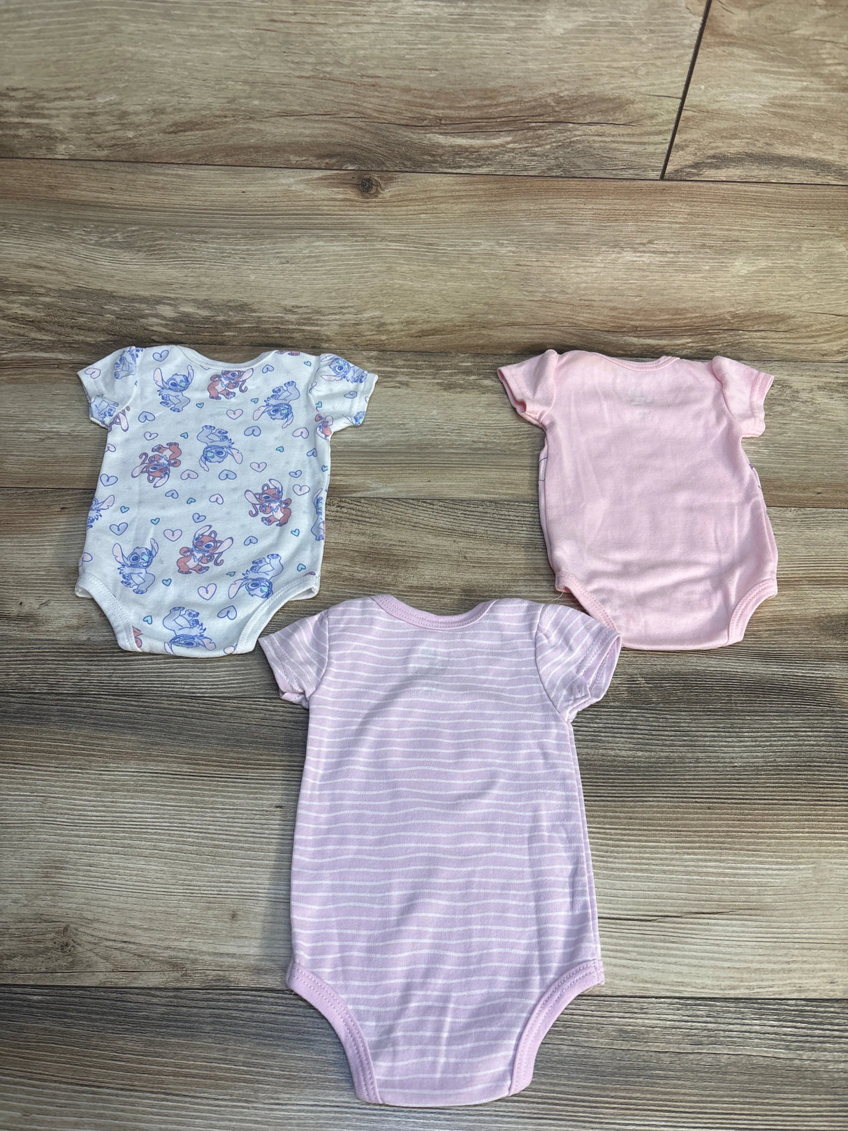 Disney Baby 3pk Stitch Bodysuit Set Pink sz 0-3m