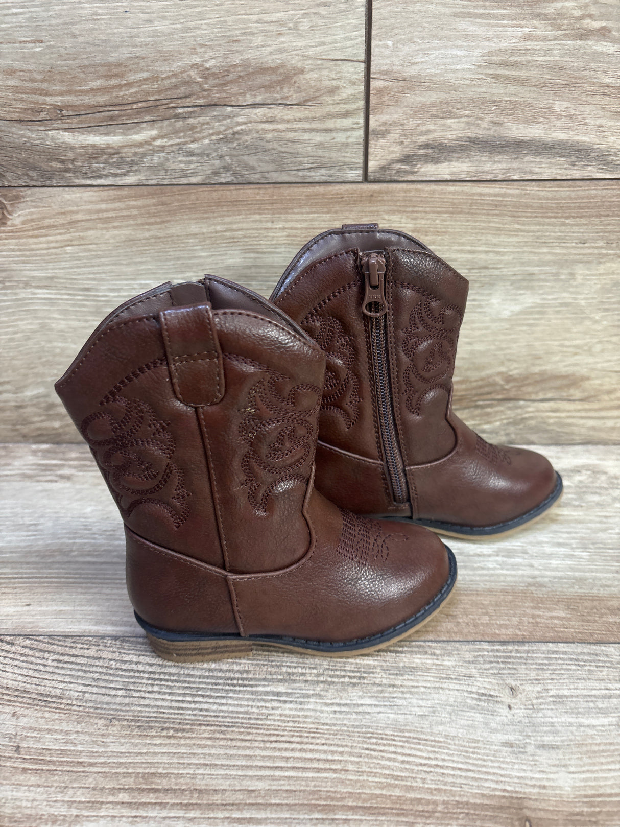 Cat & Jack Memphis Zipper Western Boots Brown sz 7c