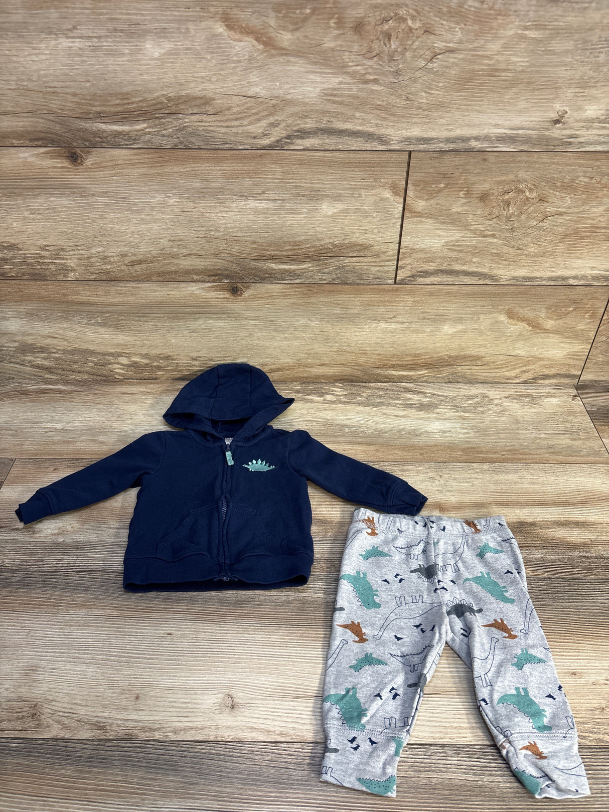 Simple Joys 2pc Full Zip Dinosaur Jacket & Pants Navy sz 3-6m