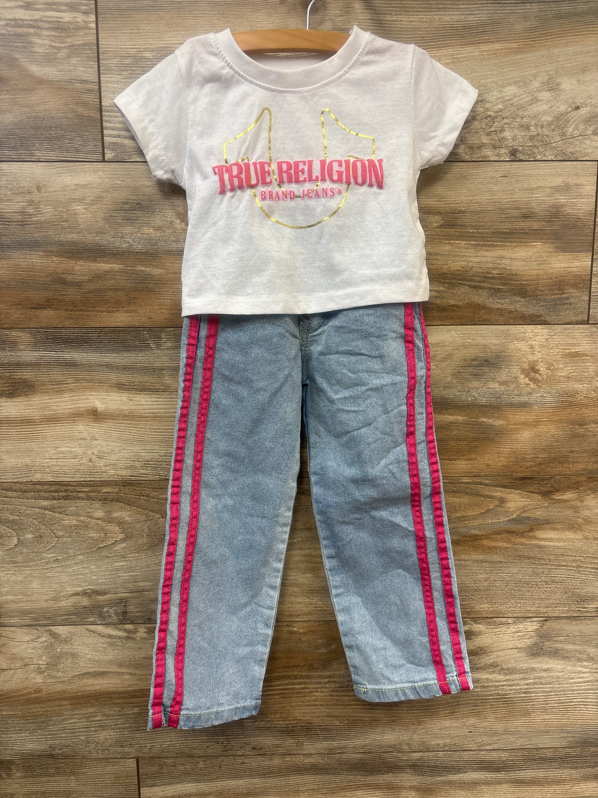 True Religion 2pc Logo Shirt & Jeans Set White sz 4T
