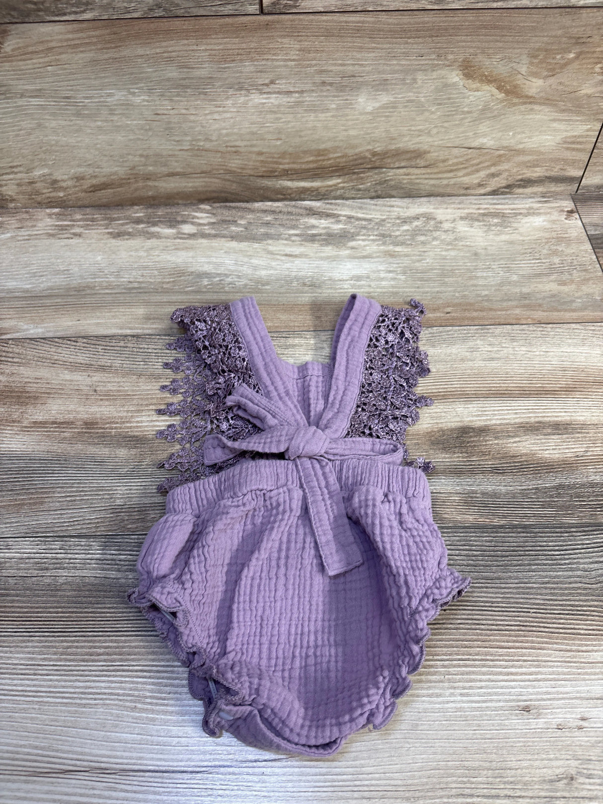 Shein Lace Sleeve Square Neck Bubble Romper Purple sz 3-6m