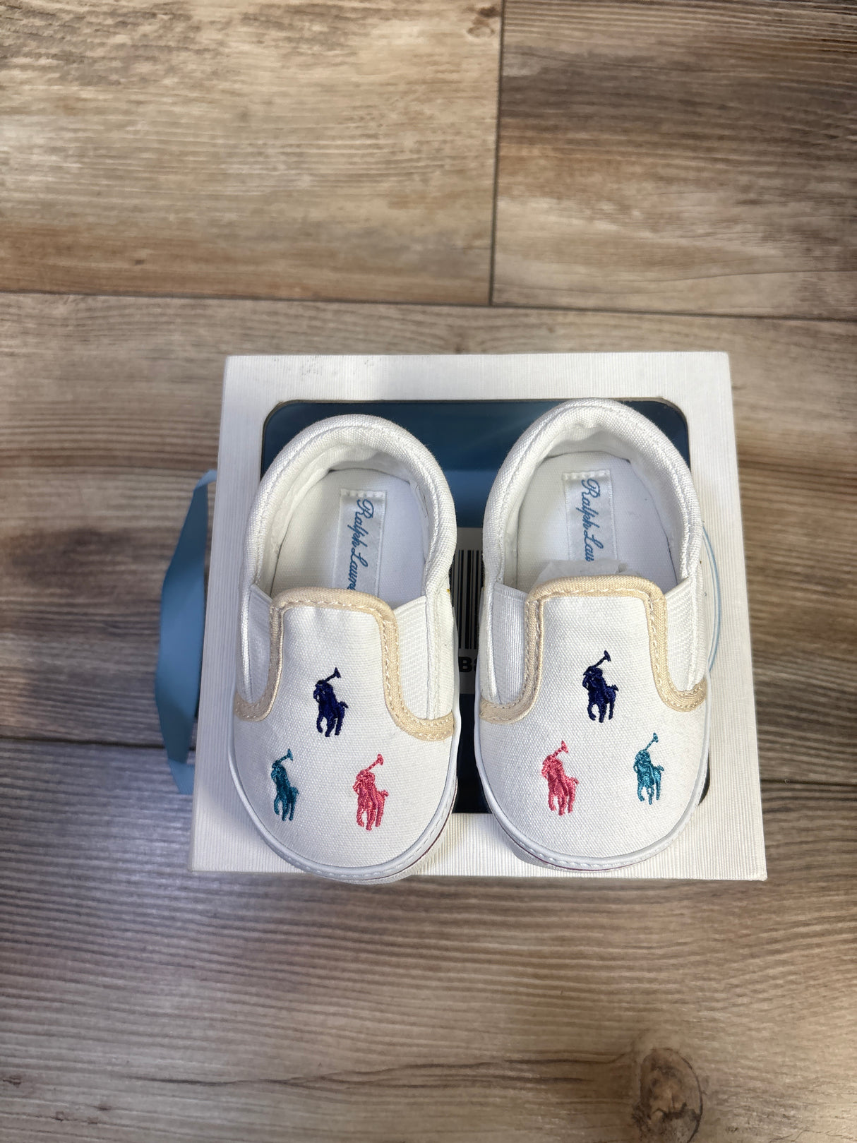 NEW Ralph Lauren Harbor Slip-On Oxfordcloth Crib Shoes White sz 3c