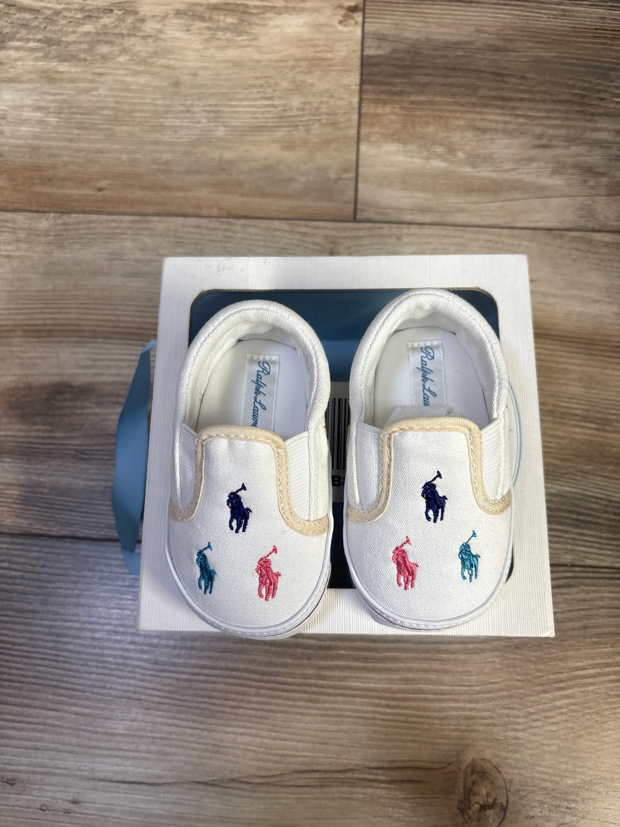 NEW Ralph Lauren Harbor Slip-On Oxfordcloth Crib Shoes White sz 3c