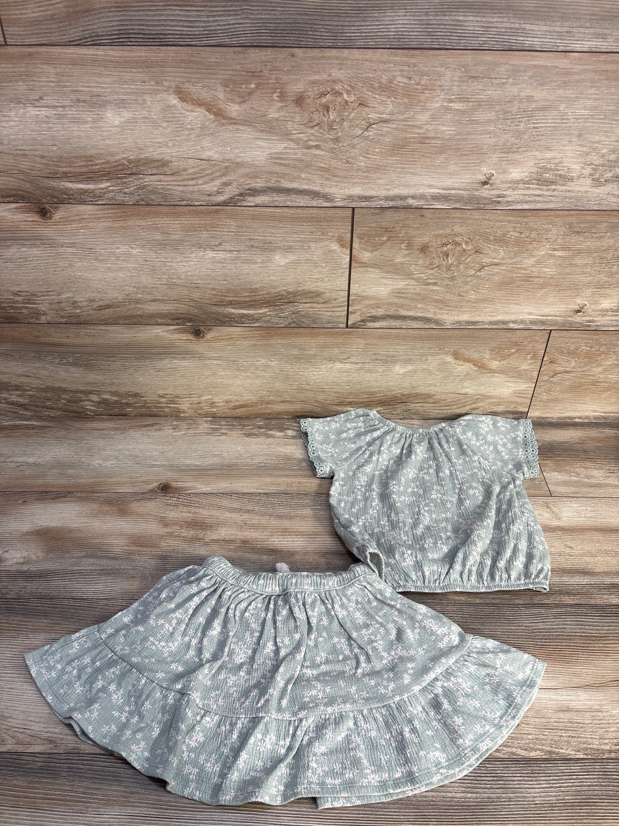 Carter's 2pc Floral Button-Front Top & Skort Set Green sz 5T