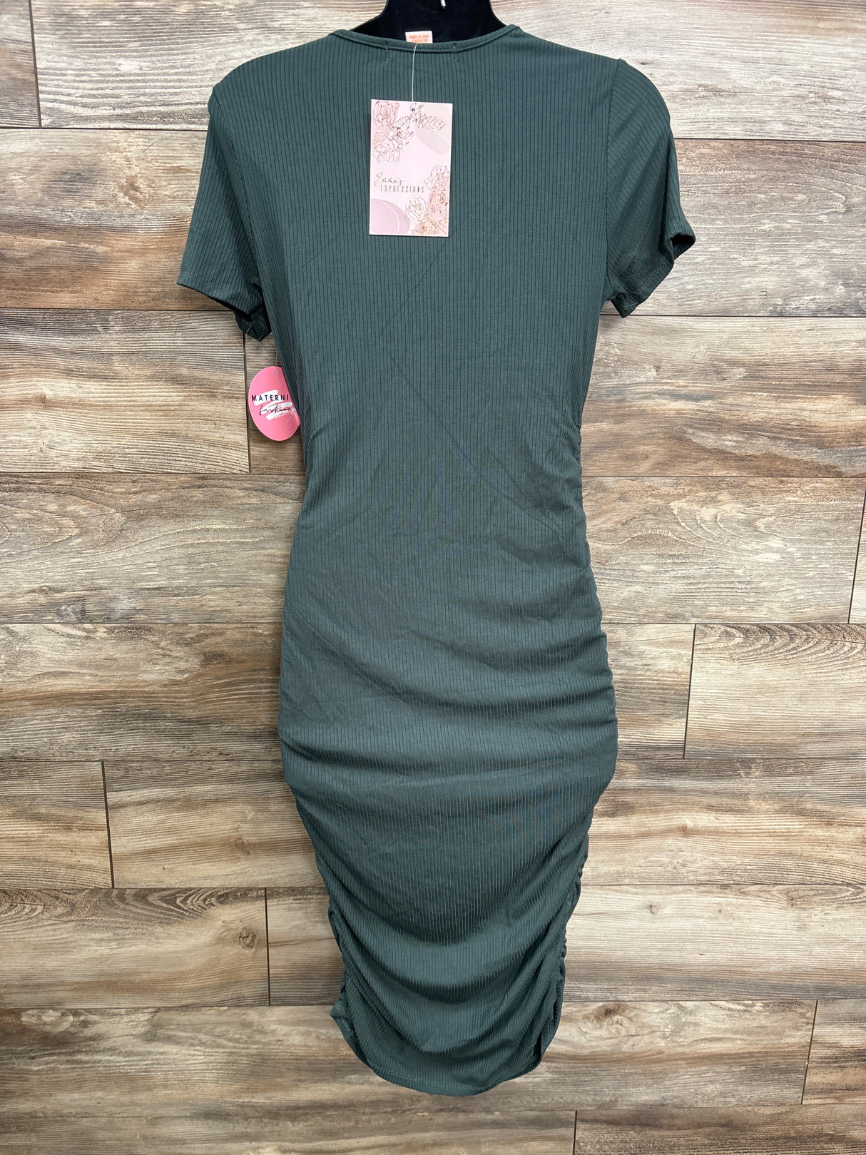 NEW Emma's Expressions Ruched Maternity Dress Green sz Large