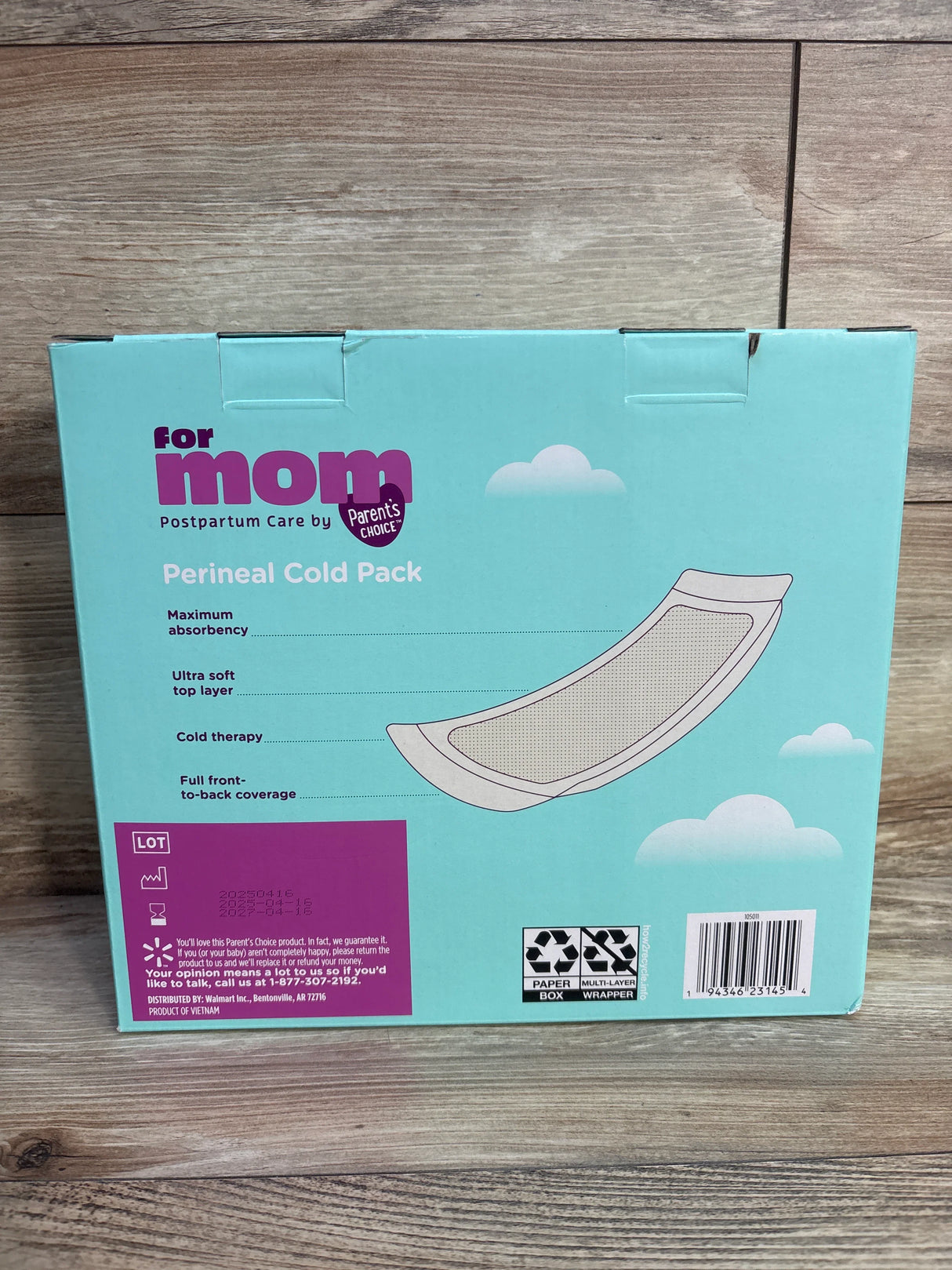 NEW Parent's Choice Postpartum Care Perineal Cold Pack Maxi Ice Pads 8ct