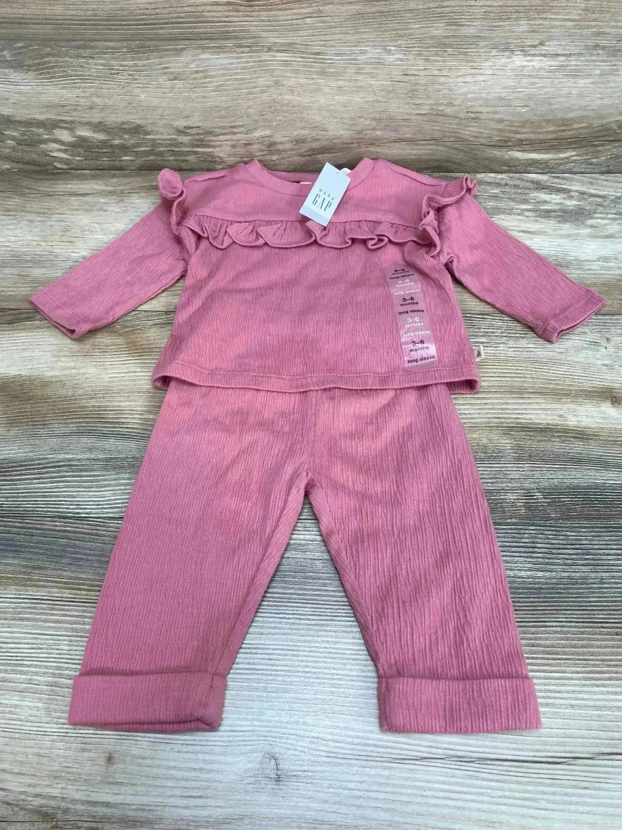 NEW Baby Gap 2pc Ruffle Time Shirt & Pants Pink sz 3-6m - Me n Mommy To Be