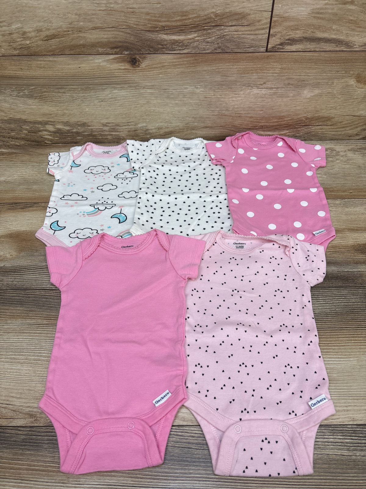 Gerber 5pk Bodysuit Set Pink sz 0-3m