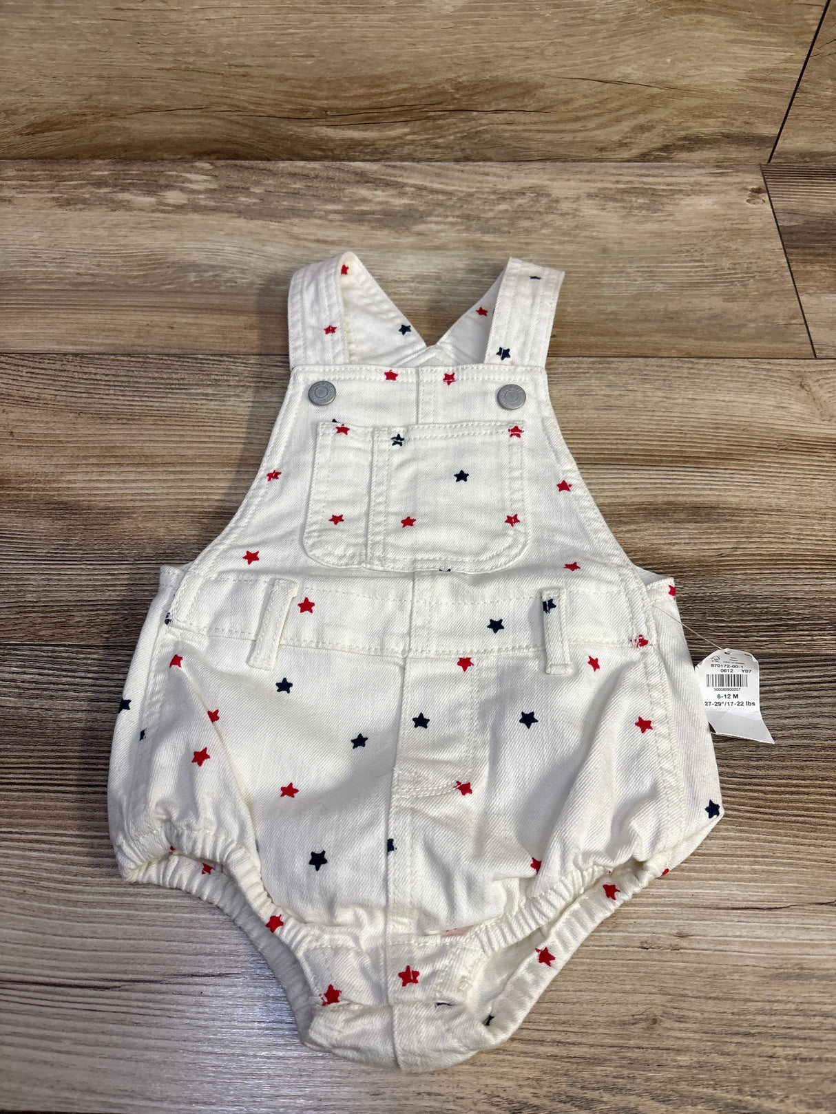 NEW Old Navy Star Print Denim Bubble Shortalls White sz 6-12m