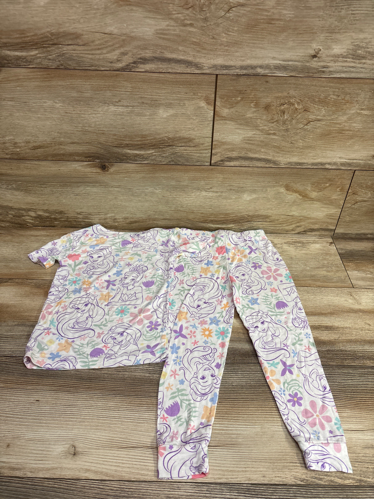 Disney Princess 2pc Viscose Snug Fit Pajama Set White sz 4T