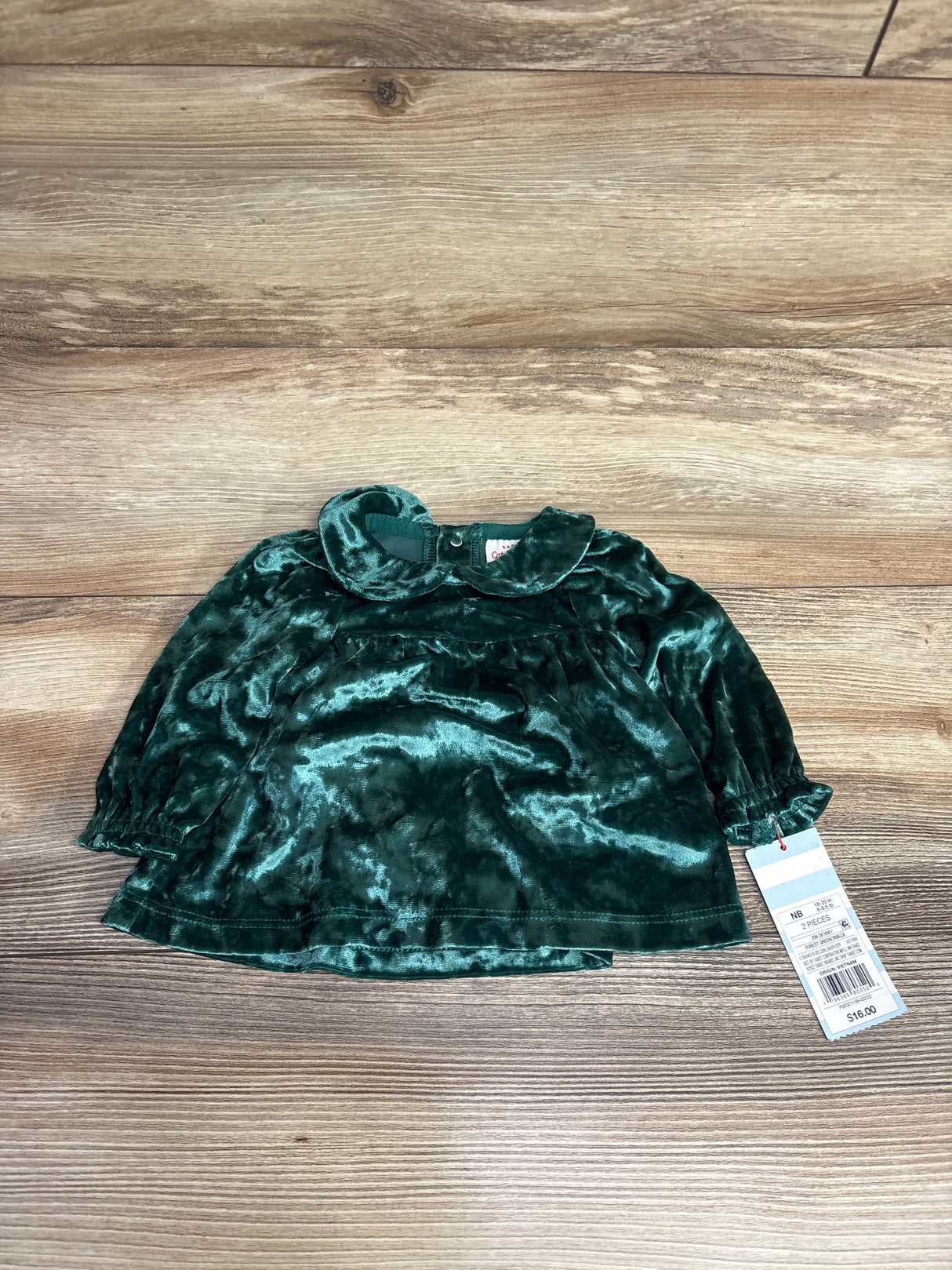 NEW Cat & Jack 2pc Velvet Dress & Bloomers Set Emerald sz Newborn