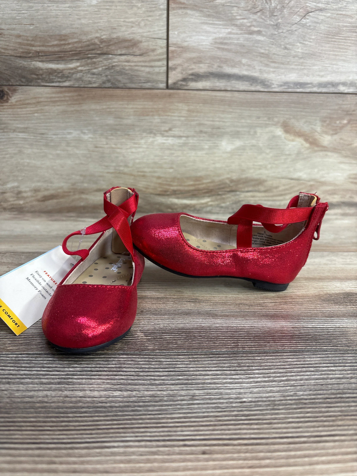 NEW Cat & Jack Trinity Ankle Strap Flats Red sz 6c